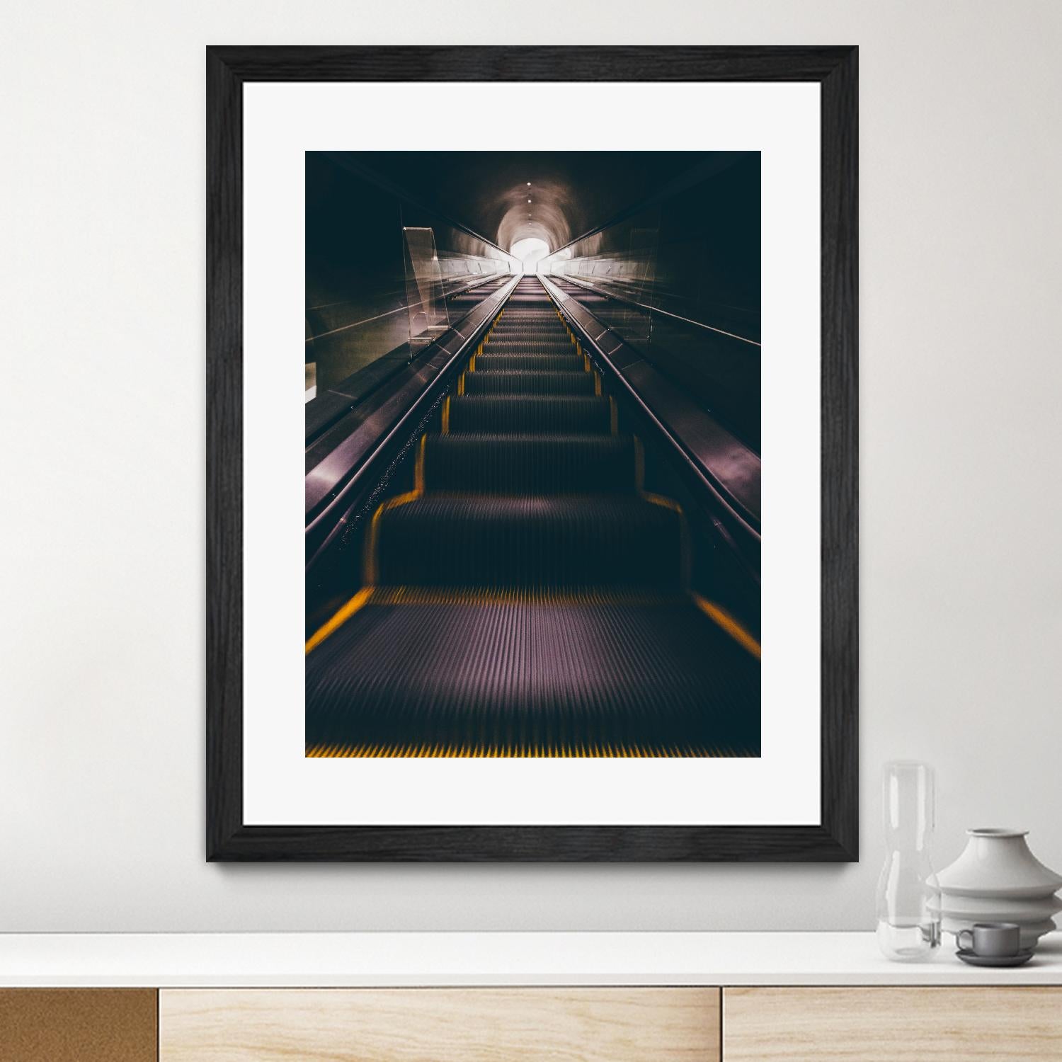 Escalator by Pexels on GIANT ART - yellow architectural