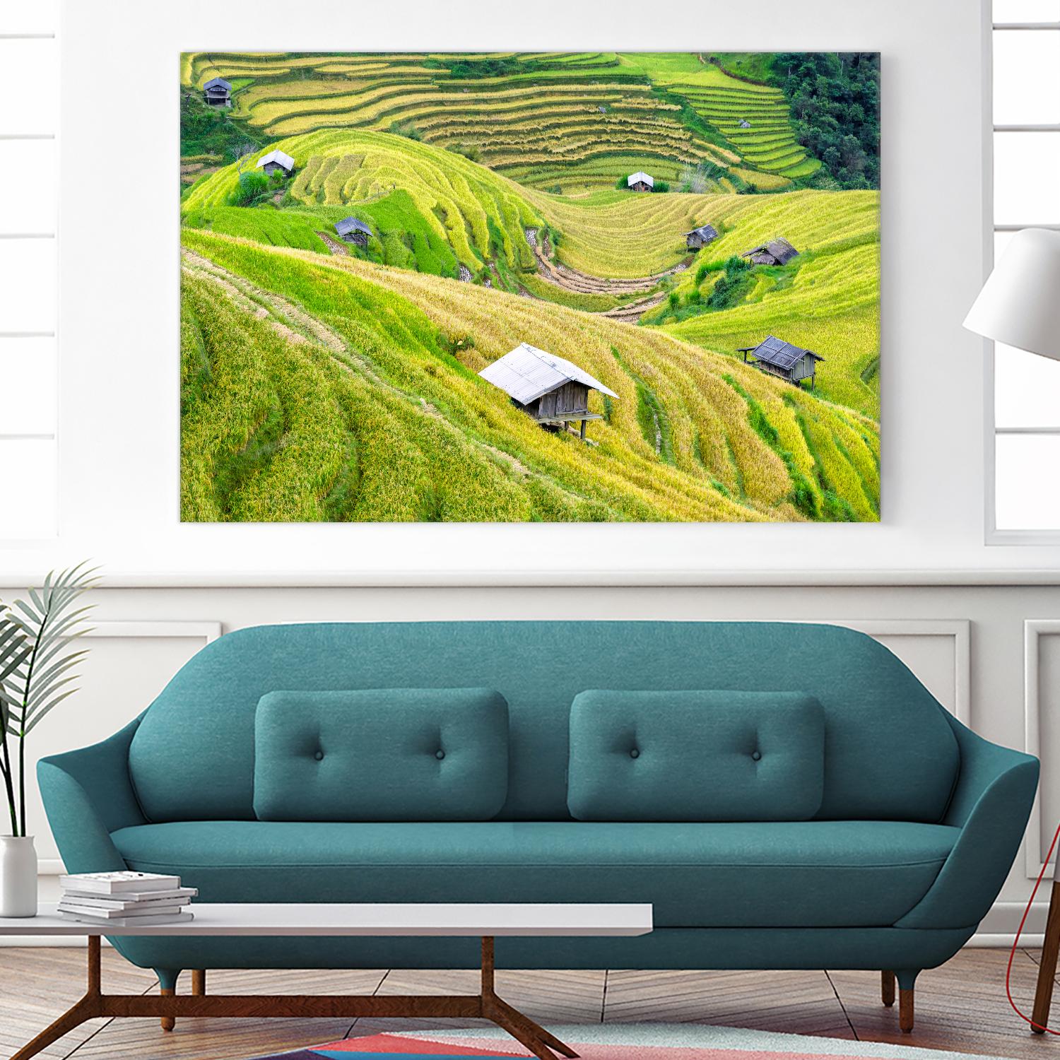 Paddy field valley by Pexels on GIANT ART - yellow landscape