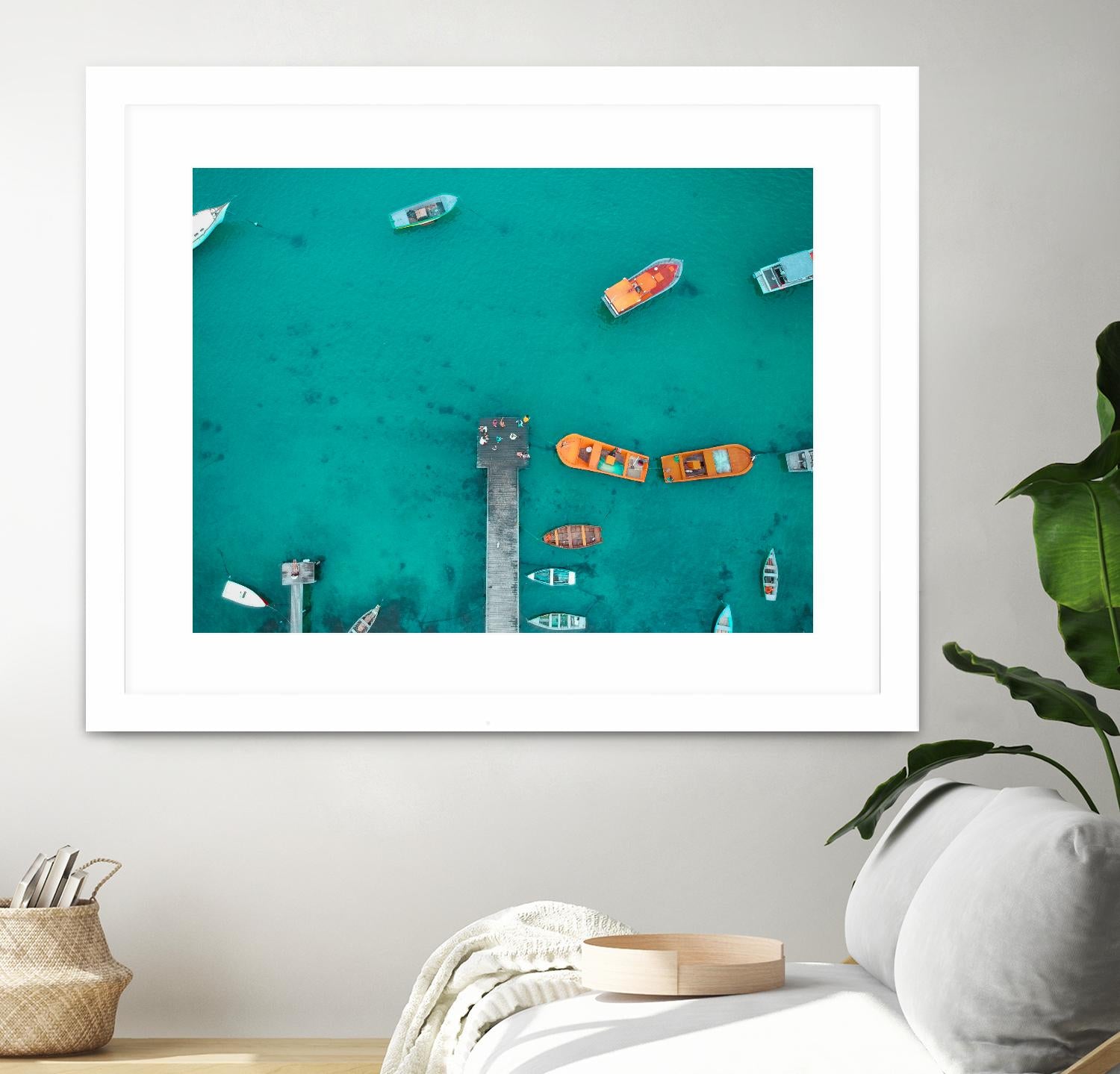 Boat traffic by Pexels on GIANT ART - orange sea scene