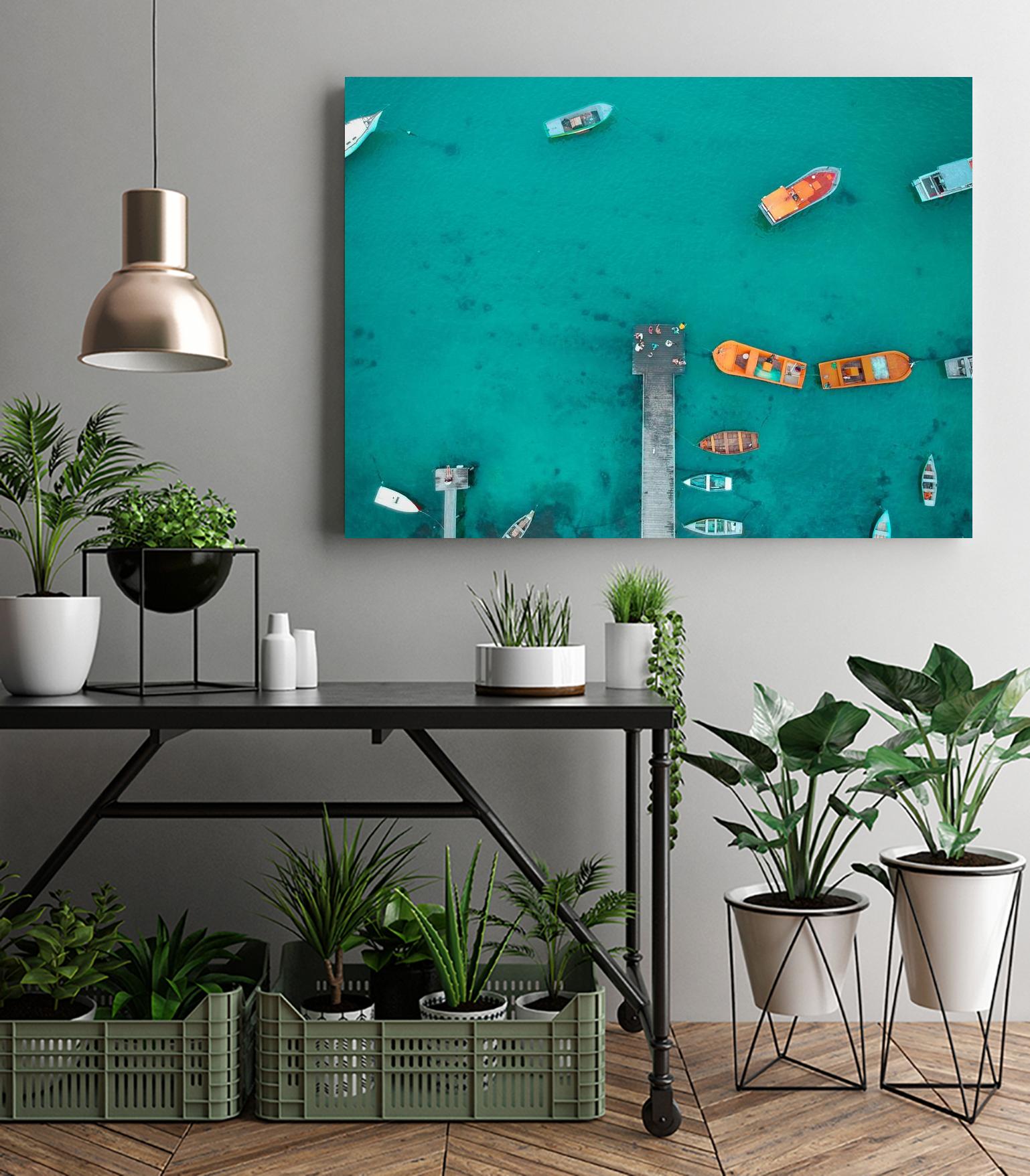 Boat traffic by Pexels on GIANT ART - orange sea scene