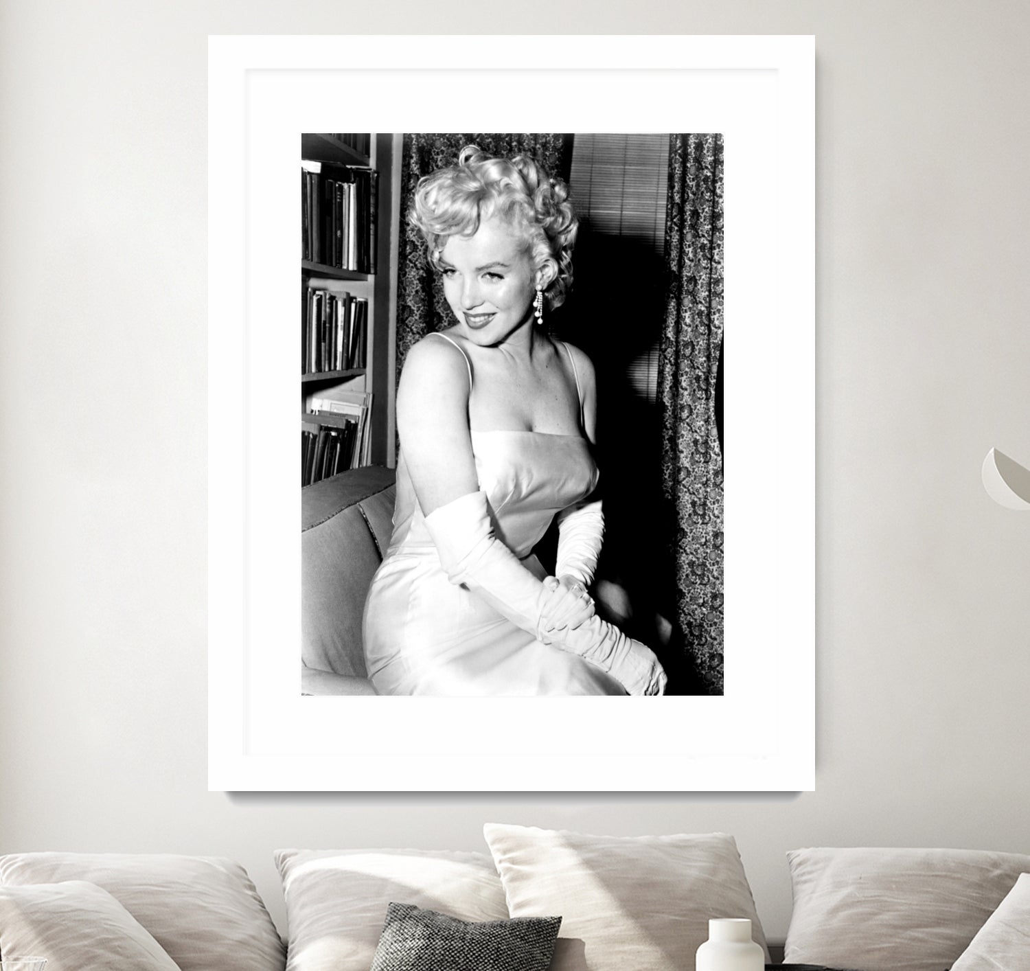 Marilyn Monroe during a party for the birth of the Marilyn Monroe Productions, 1955 by Bridgeman Images on GIANT ART - black and white photography