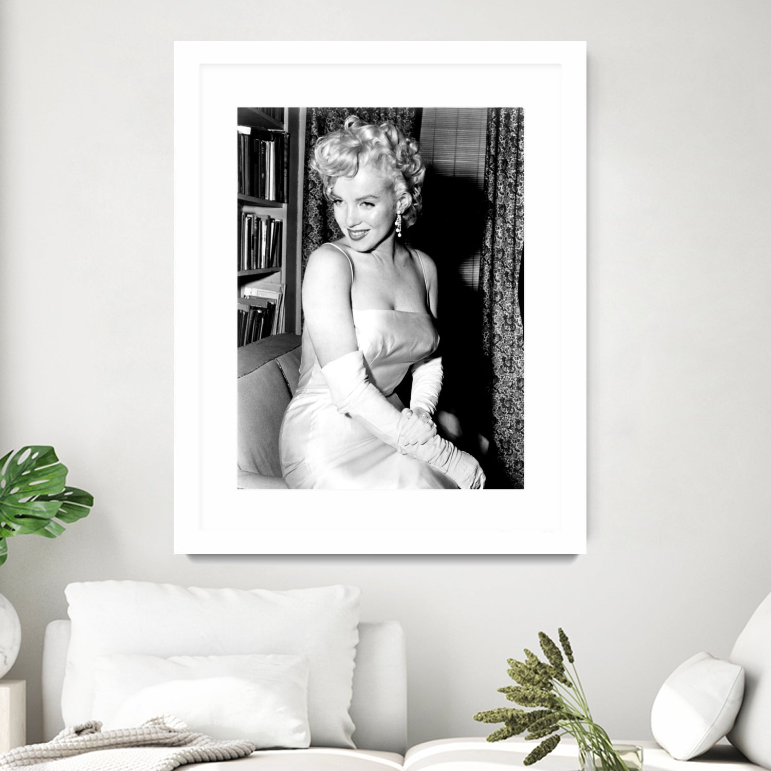 Marilyn Monroe during a party for the birth of the Marilyn Monroe Productions, 1955 by Bridgeman Images on GIANT ART - black and white photography