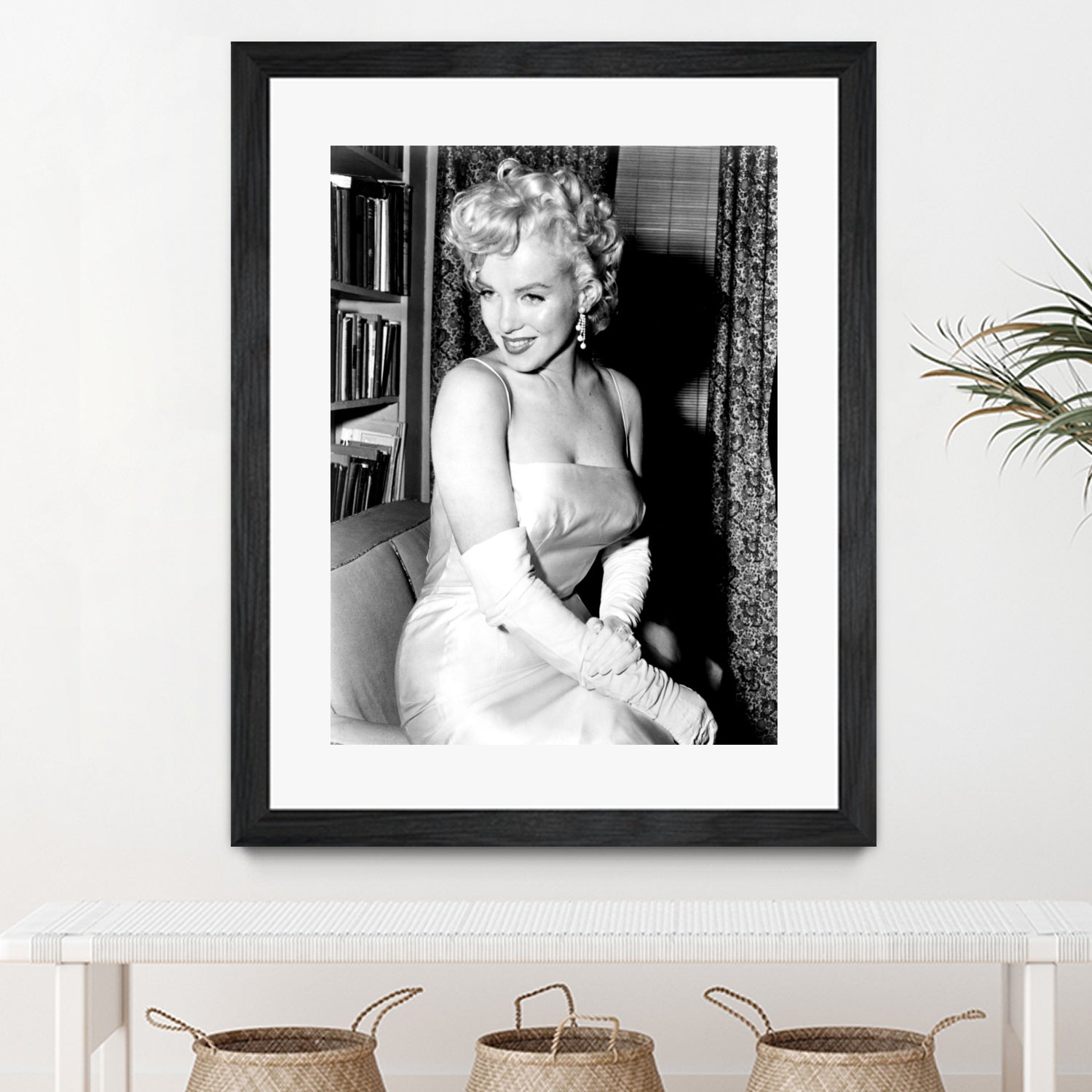 Marilyn Monroe during a party for the birth of the Marilyn Monroe Productions, 1955 by Bridgeman Images on GIANT ART - black and white photography