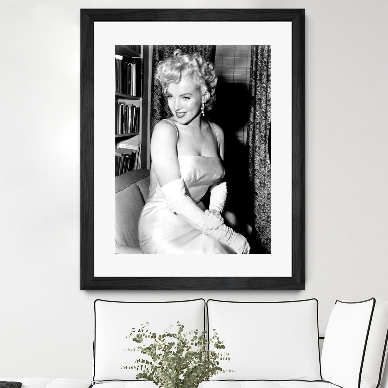 Marilyn Monroe during a party for the birth of the Marilyn Monroe Productions, 1955 by Bridgeman Images on GIANT ART - black and white photography