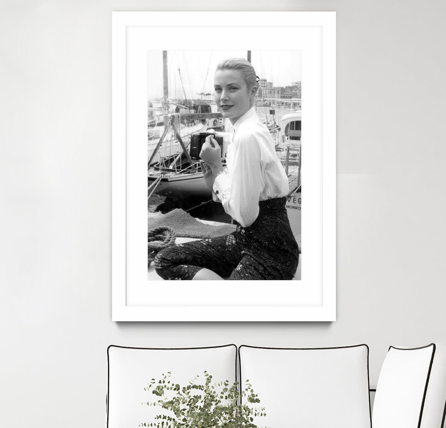 Grace Kelly During Cannes Festival on May 6, 1955 by Bridgeman Images  on GIANT ART - black and white photography