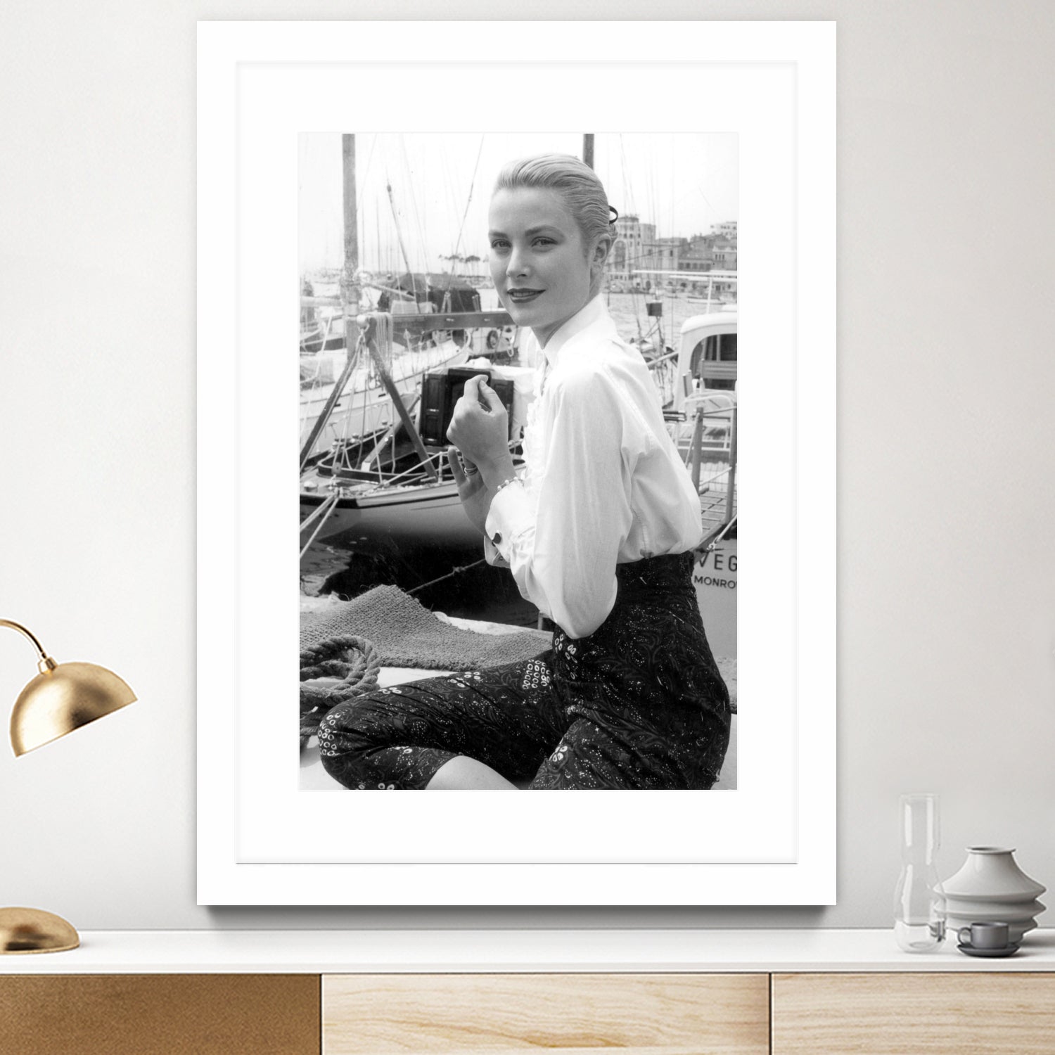 Grace Kelly During Cannes Festival on May 6, 1955 by Bridgeman Images  on GIANT ART - black and white photography