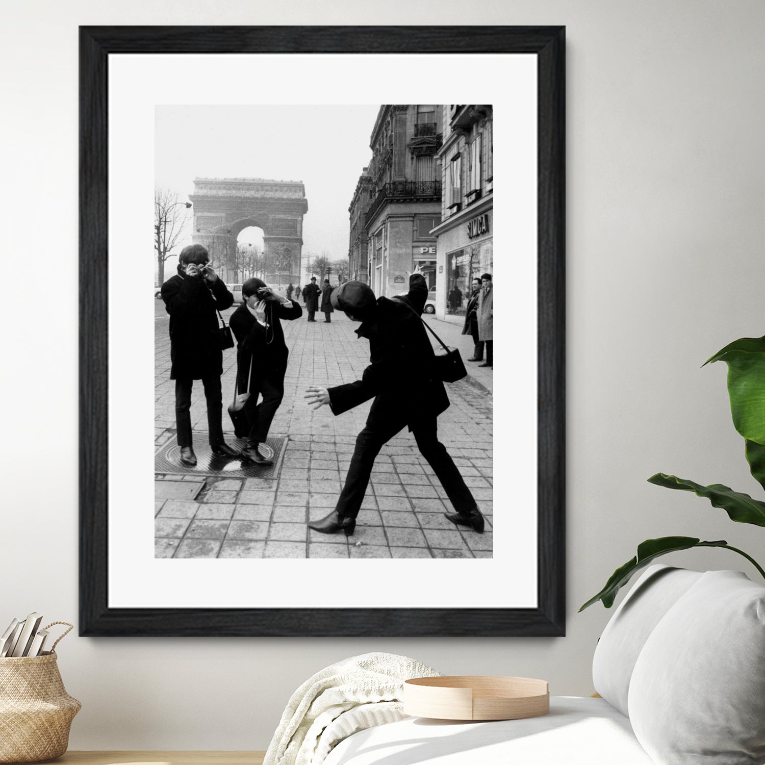 The Beatles in Paris : John Lennon Photographed By George Harrison and Paul McCartney on Champs Elysees in Paris January 15, 1964  by bridgeman Images  on GIANT ART - black and white photography