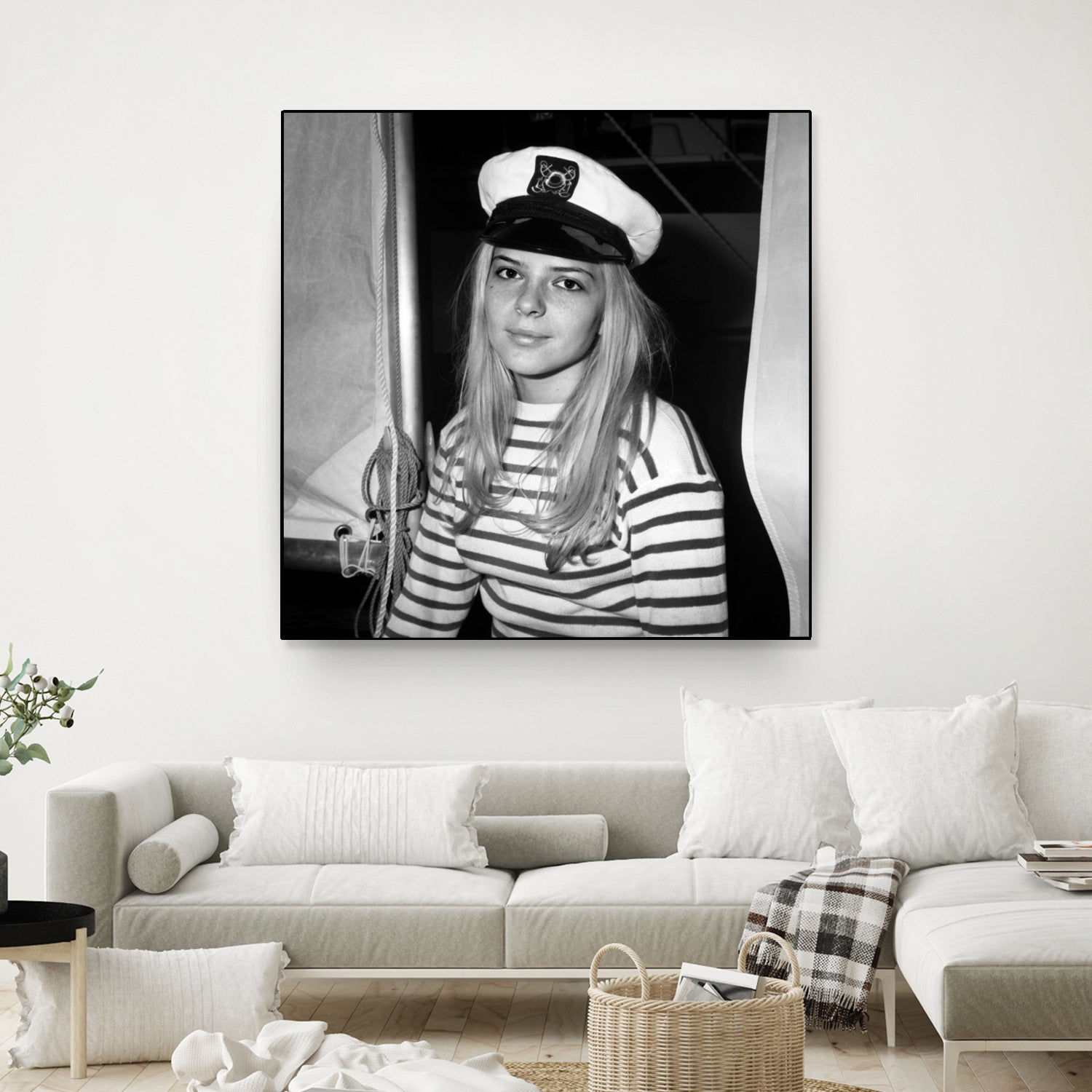 French Singer France Gall With Sailor Suit at Sailing Show, Paris, 17th January 1968 by Bridgeman Images on GIANT ART - black and white photography 