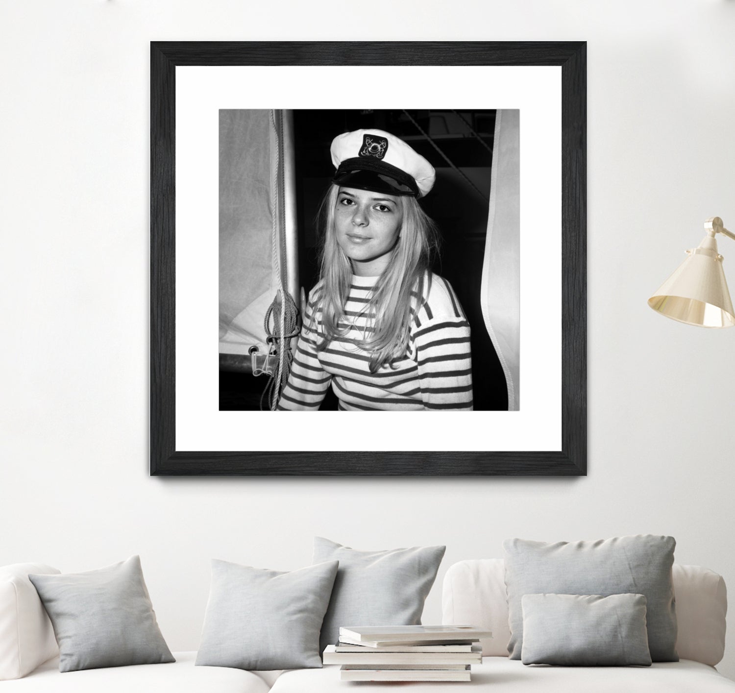 French Singer France Gall With Sailor Suit at Sailing Show, Paris, 17th January 1968 by Bridgeman Images on GIANT ART - black and white photography 