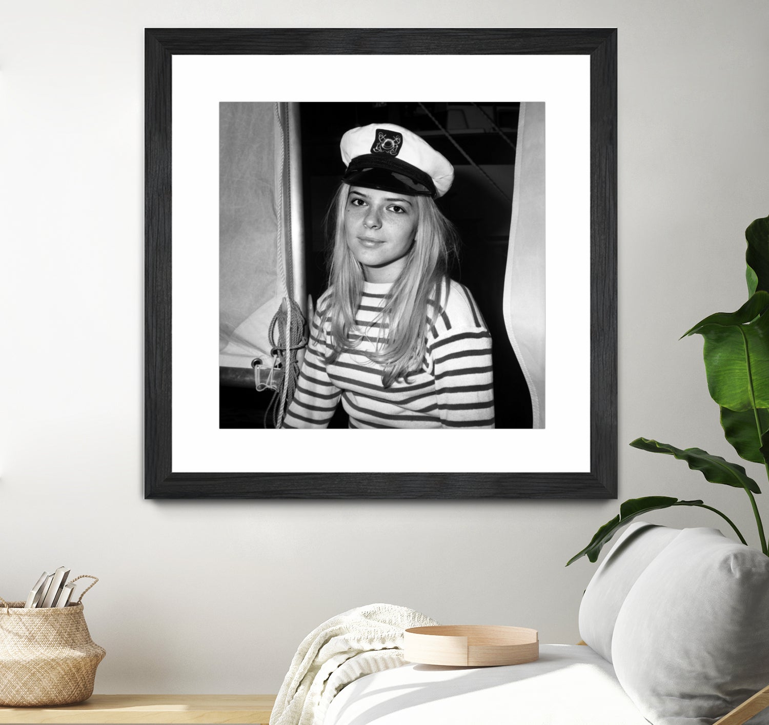 French Singer France Gall With Sailor Suit at Sailing Show, Paris, 17th January 1968 by Bridgeman Images on GIANT ART - black and white photography 