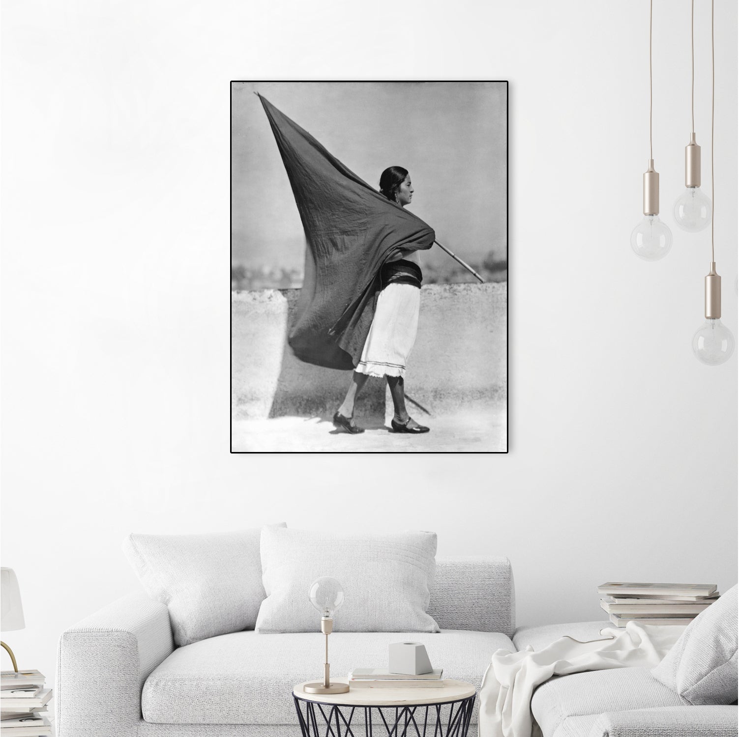 Woman with Flag, Mexico City, 1928 by Bridgeman Images  on GIANT ART - black and white photography