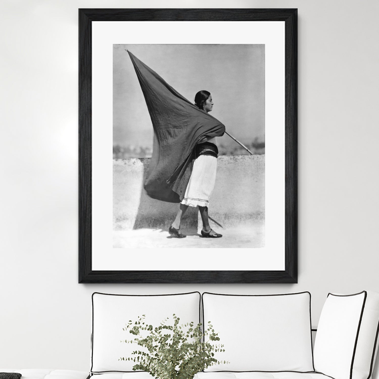 Woman with Flag, Mexico City, 1928 by Bridgeman Images  on GIANT ART - black and white photography