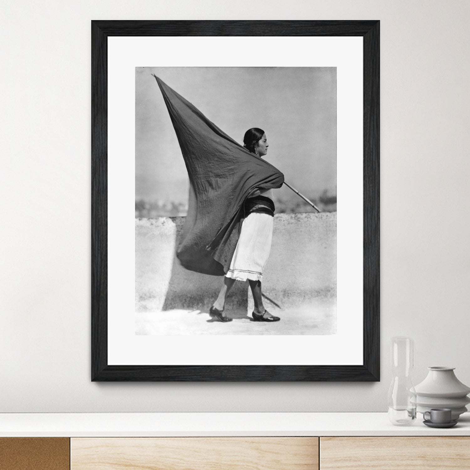 Woman with Flag, Mexico City, 1928 by Bridgeman Images  on GIANT ART - black and white photography