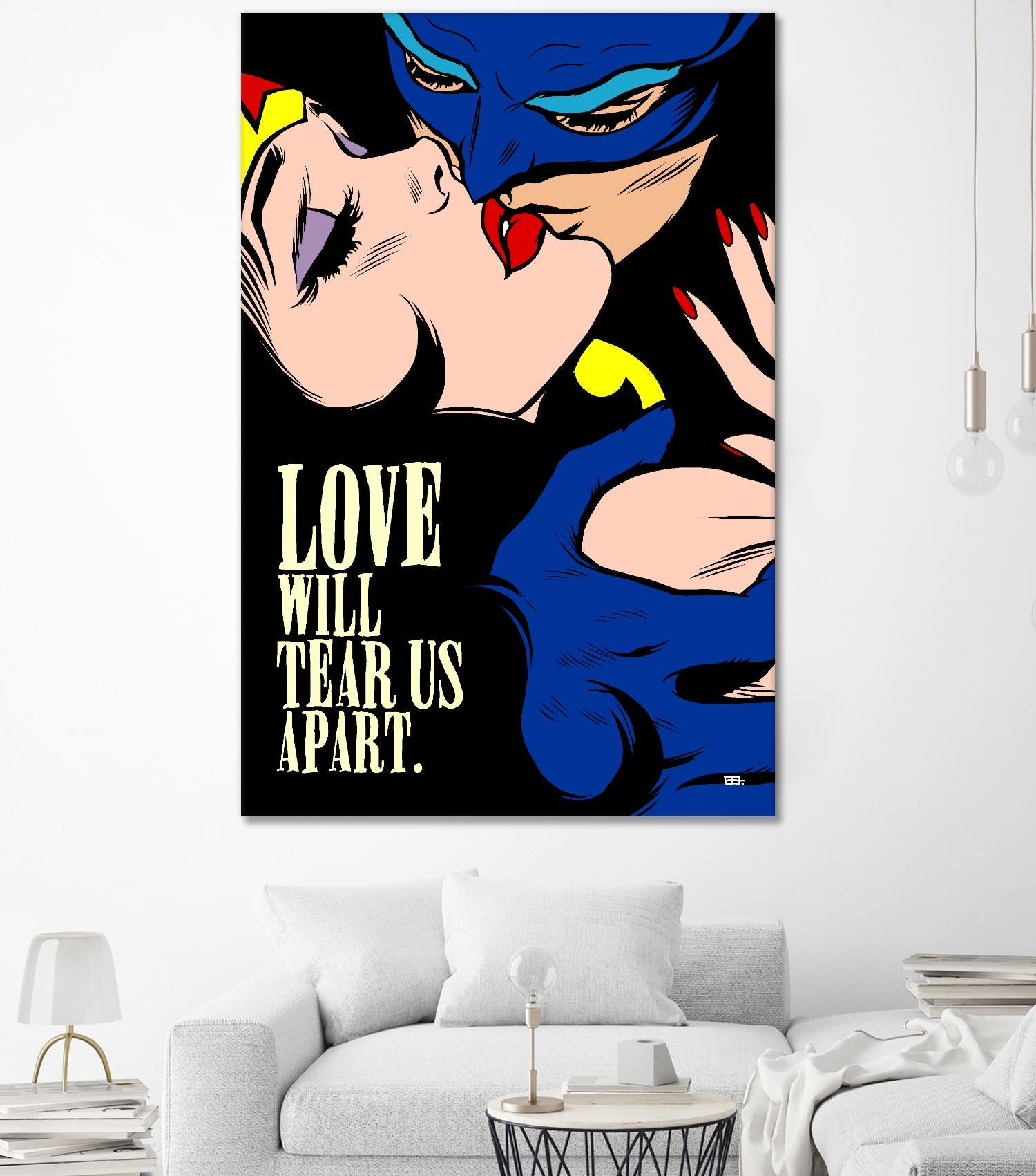 Love Vigilantes by Butcher Billy on GIANT ART - red digital batman kissing 