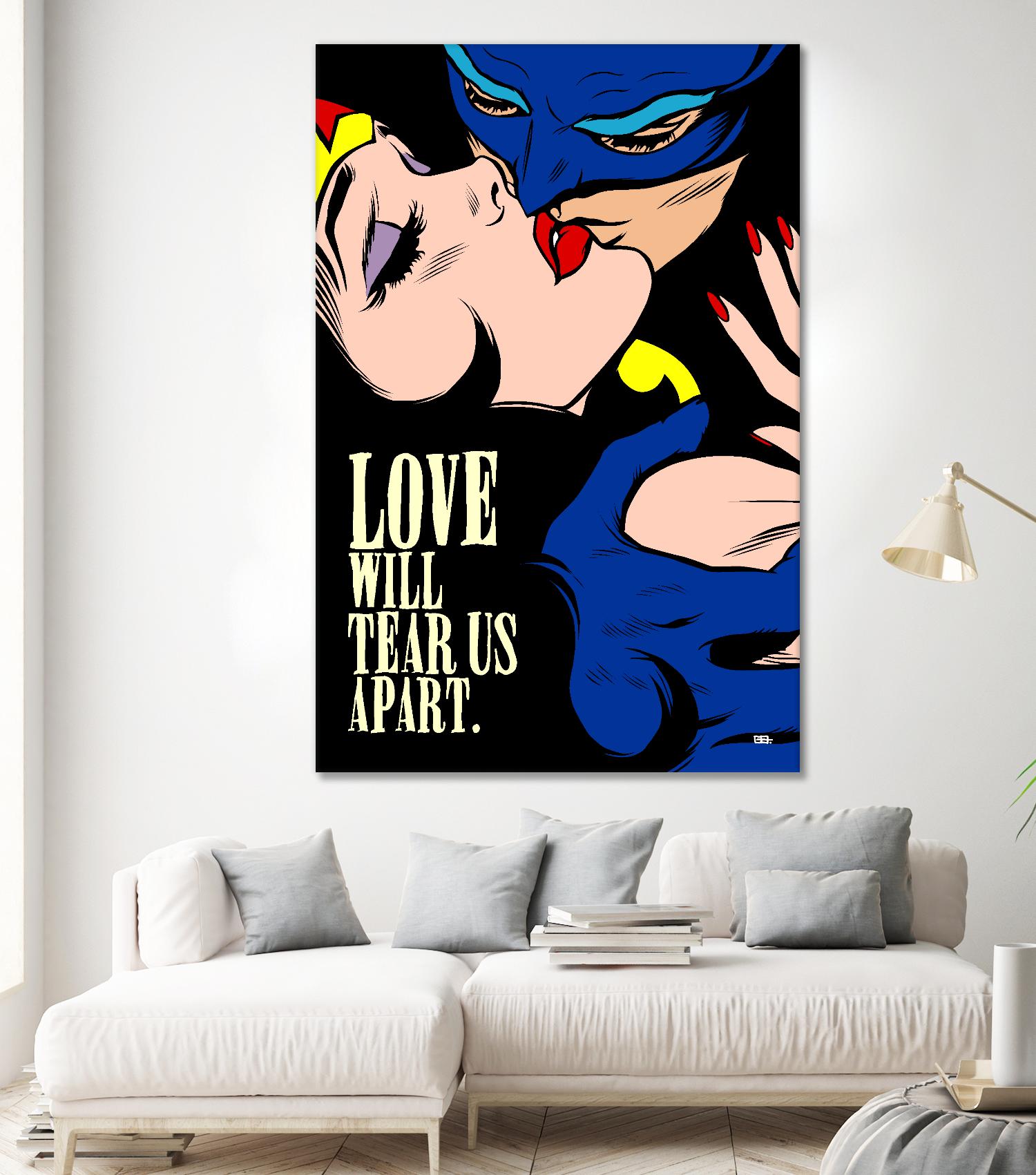 Love Vigilantes by Butcher Billy on GIANT ART - red digital batman kissing 