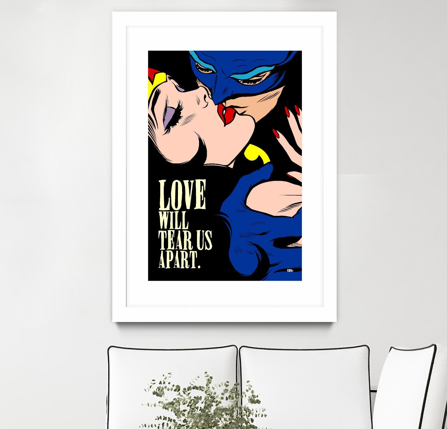 Love Vigilantes by Butcher Billy on GIANT ART - red digital batman kissing 