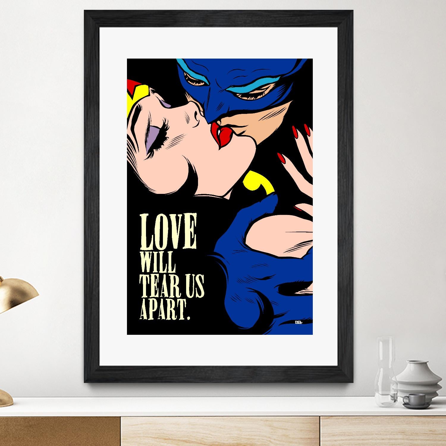 Love Vigilantes by Butcher Billy on GIANT ART - red digital batman kissing 