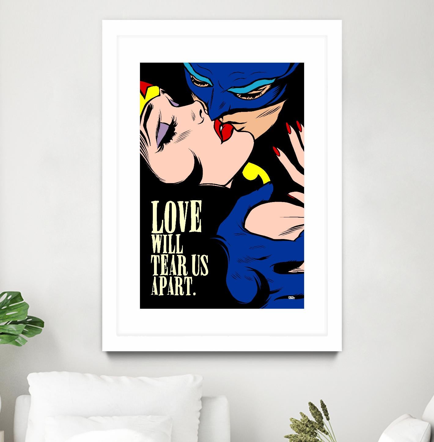 Love Vigilantes by Butcher Billy on GIANT ART - red digital batman kissing 