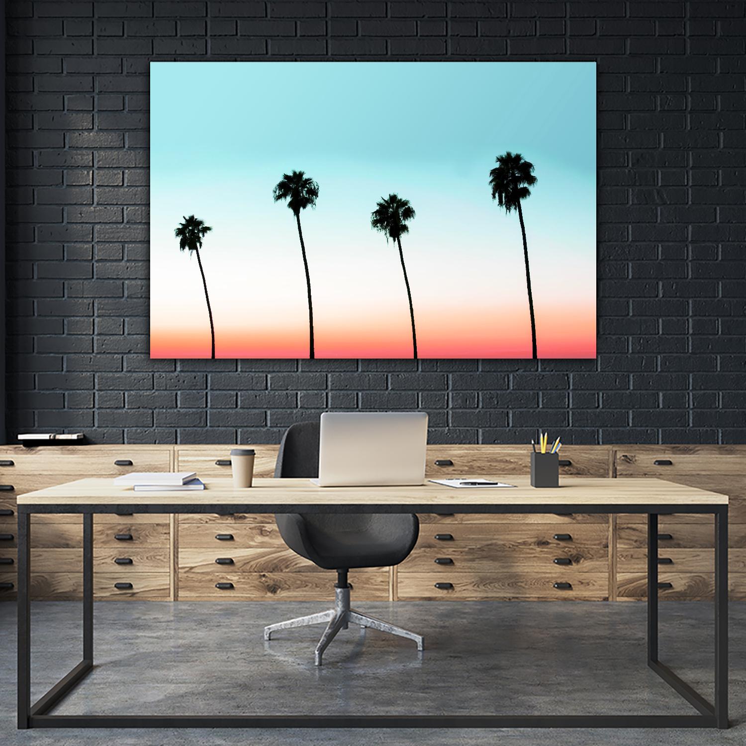 Sunset-Boulevard by 83 oranges on GIANT ART - orange digital palm tree