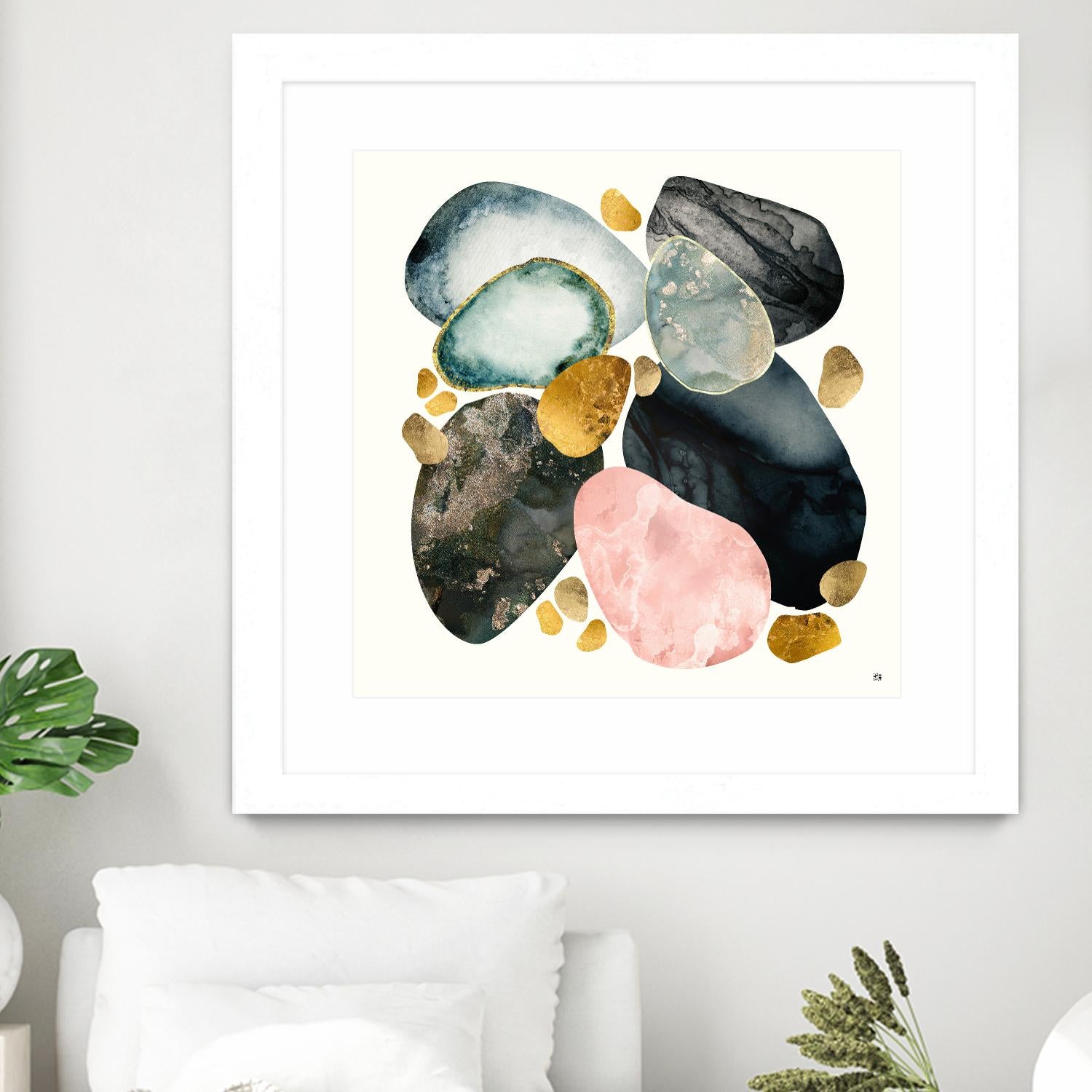 Pebble Abstract by SpaceFrog Designs on GIANT ART - gold shapes