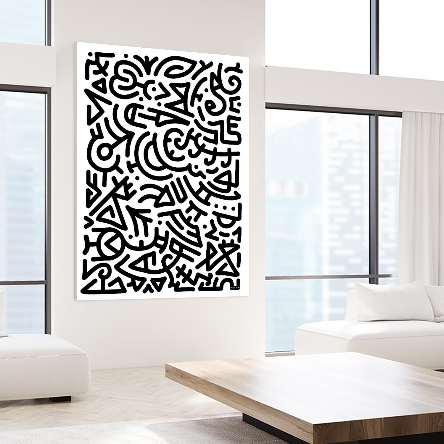 Bold Black Marker Doodle Lines by Bicone on GIANT ART