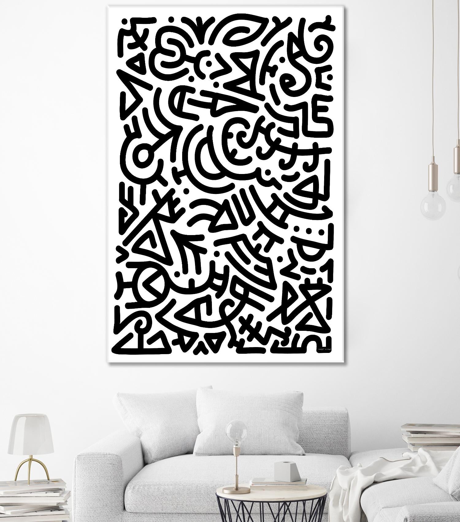 Bold Black Marker Doodle Lines by Bicone on GIANT ART