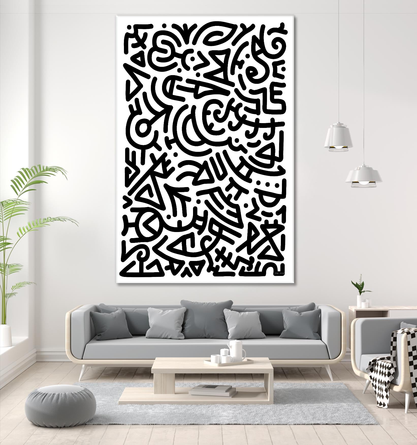 Bold Black Marker Doodle Lines by Bicone on GIANT ART