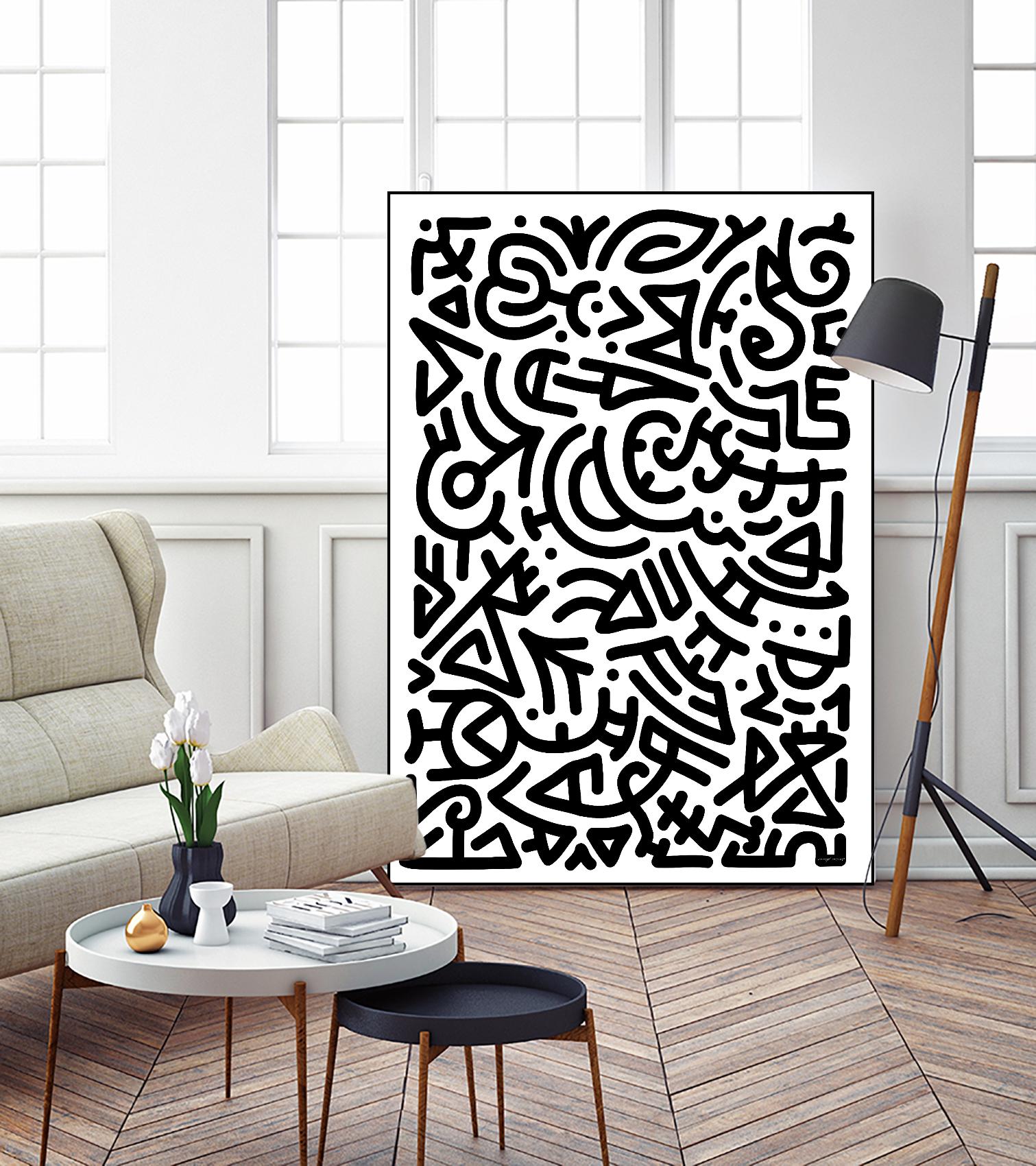 Bold Black Marker Doodle Lines by Bicone on GIANT ART