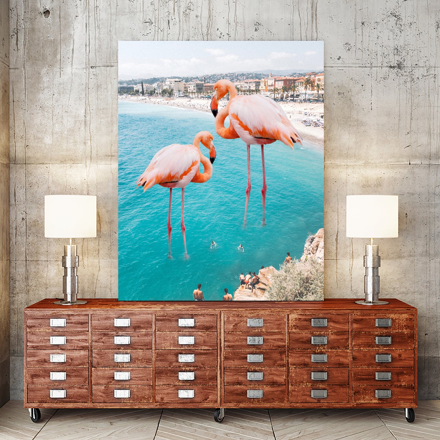 Flamingo on City Beach by Creativeaxle on GIANT ART