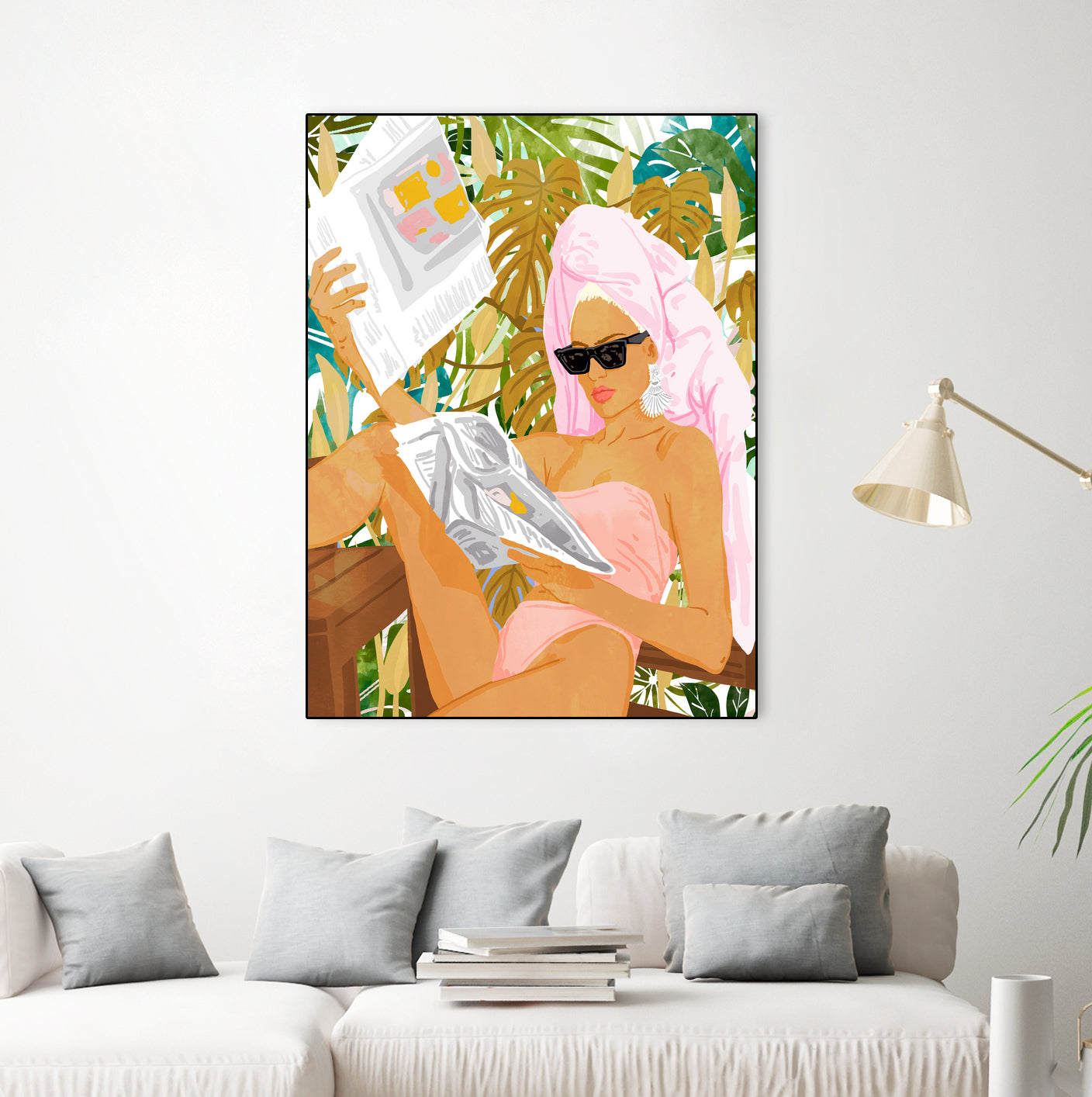 Vacay News by 83 Oranges on GIANT ART - white digital women reading 