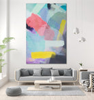 brush painting texture abstract in blue pink yellow green by mrvell on GIANT ART