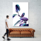 Minimal Rubber foliage in Blue and Purple on White by Dominique Vari on GIANT ART