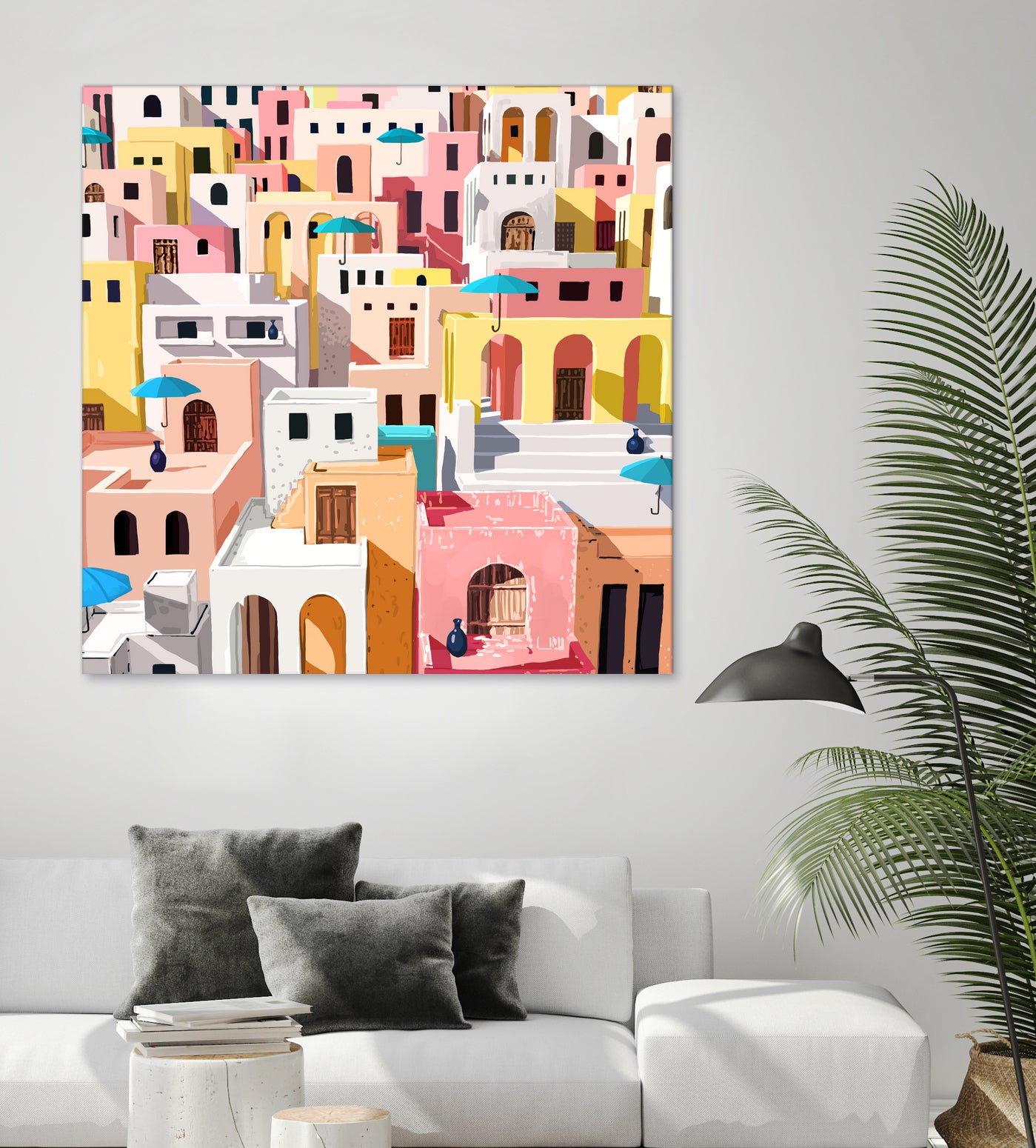 Pastel Cityscape by 83 Oranges on GIANT ART - pink digital greece