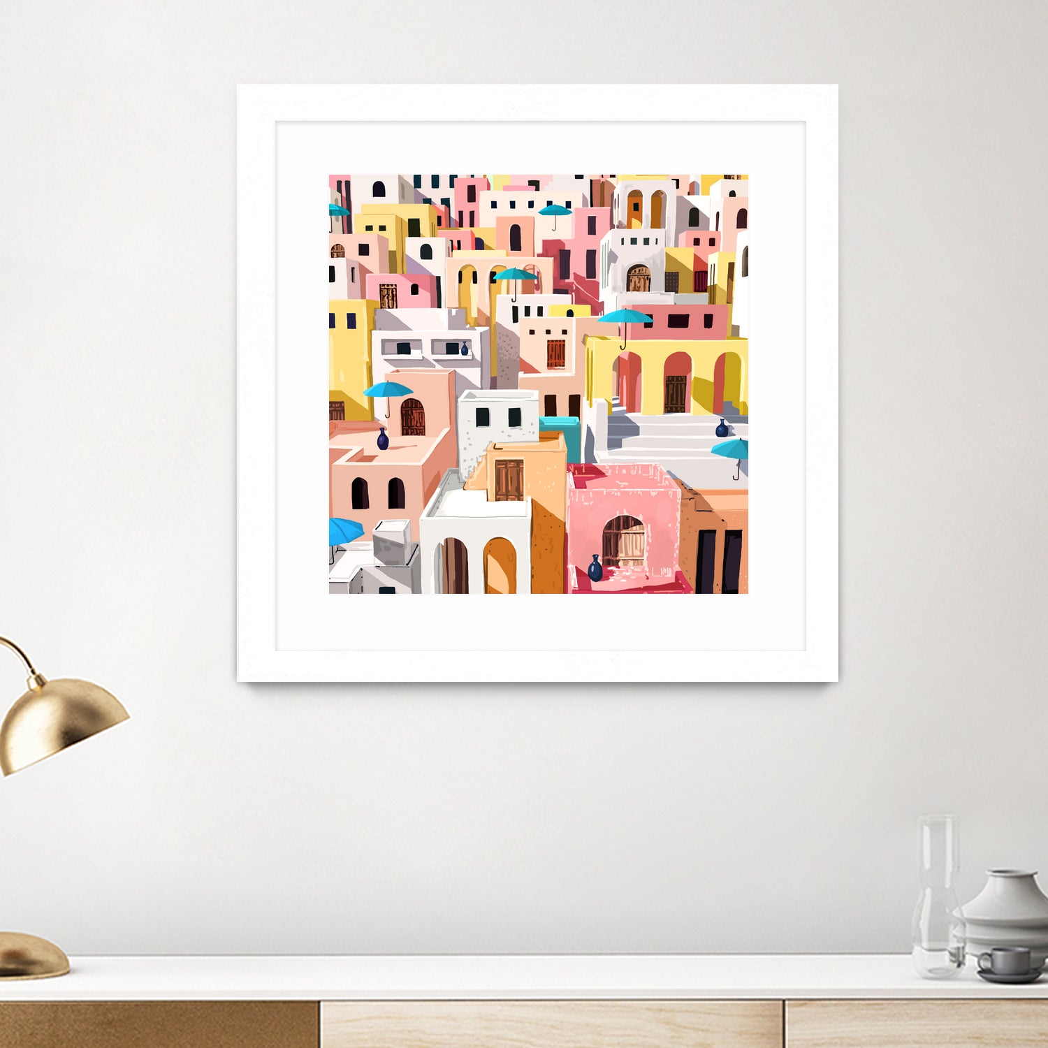 Pastel Cityscape by 83 Oranges on GIANT ART - pink digital greece