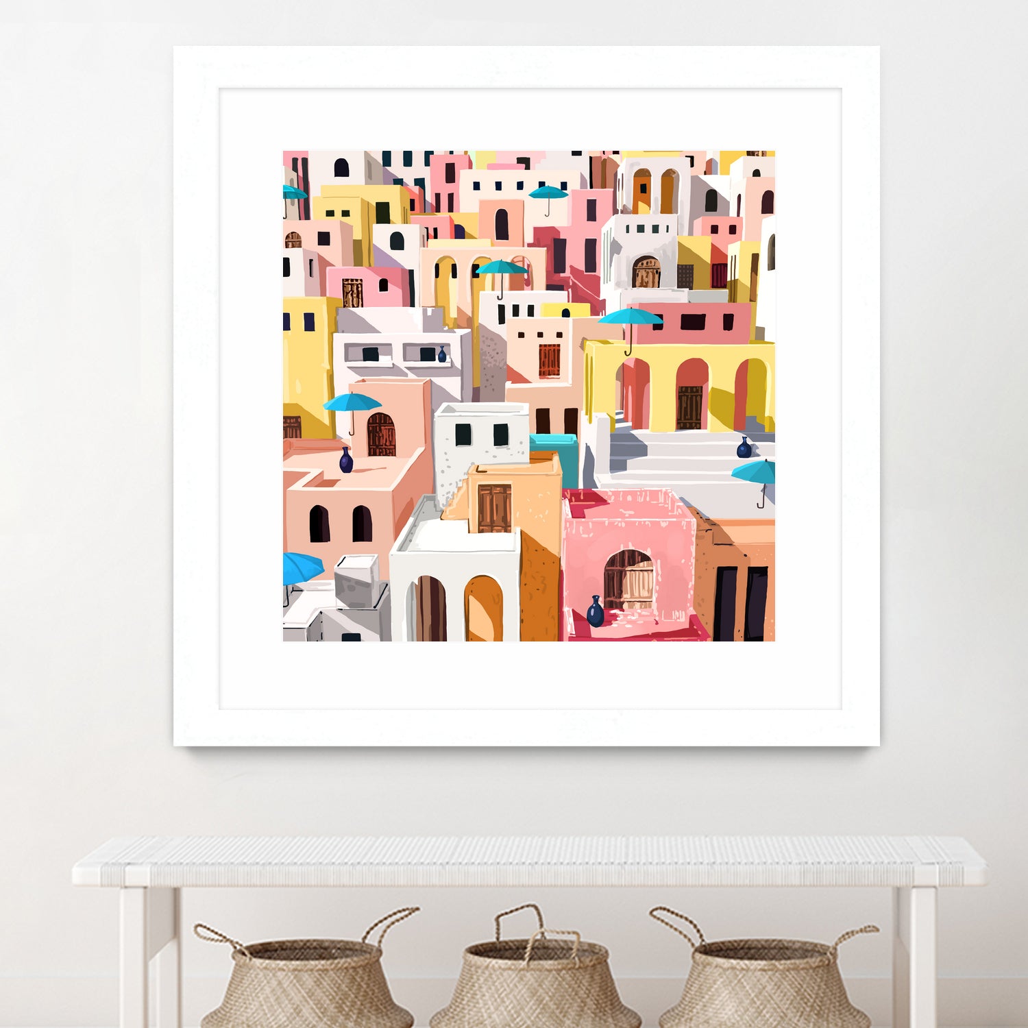 Pastel Cityscape by 83 Oranges on GIANT ART - pink digital greece