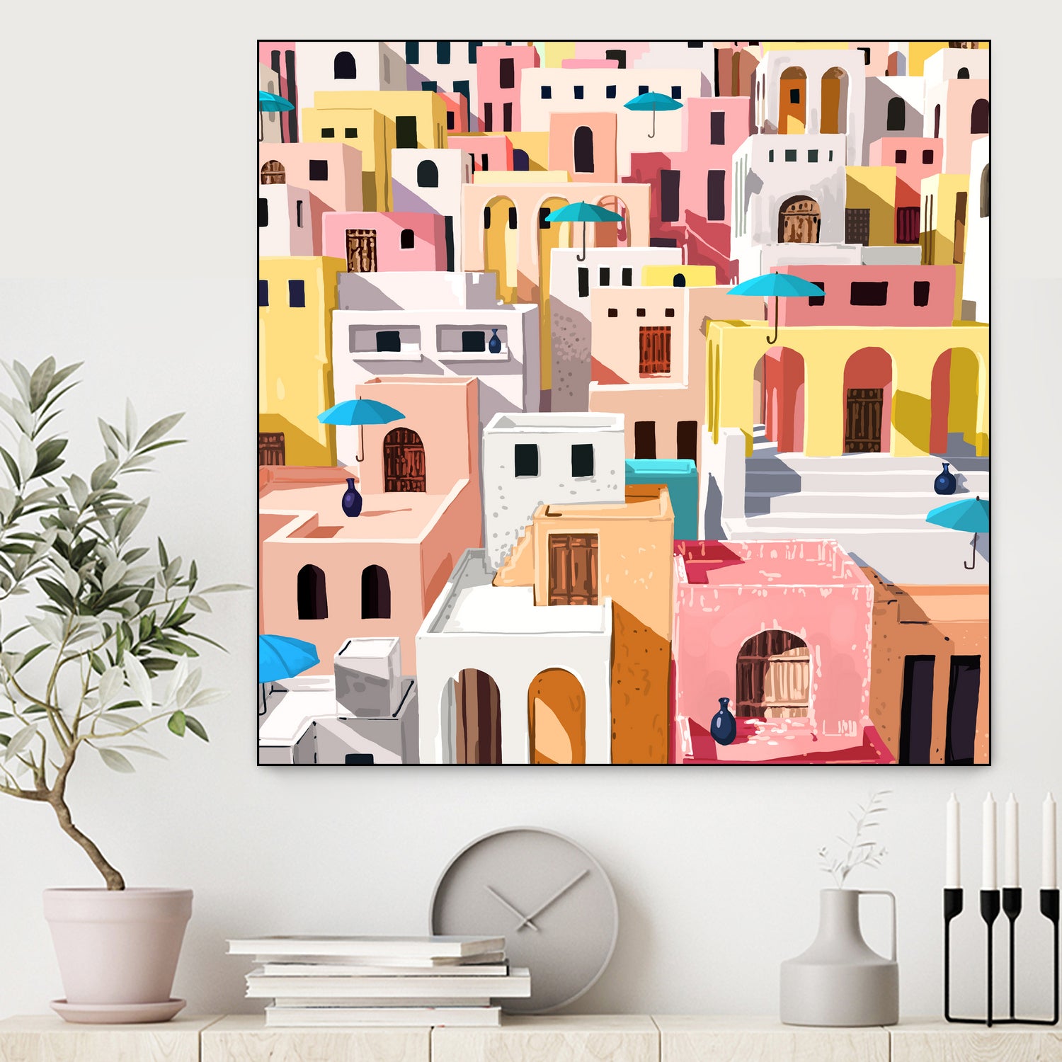 Pastel Cityscape by 83 Oranges on GIANT ART - pink digital greece