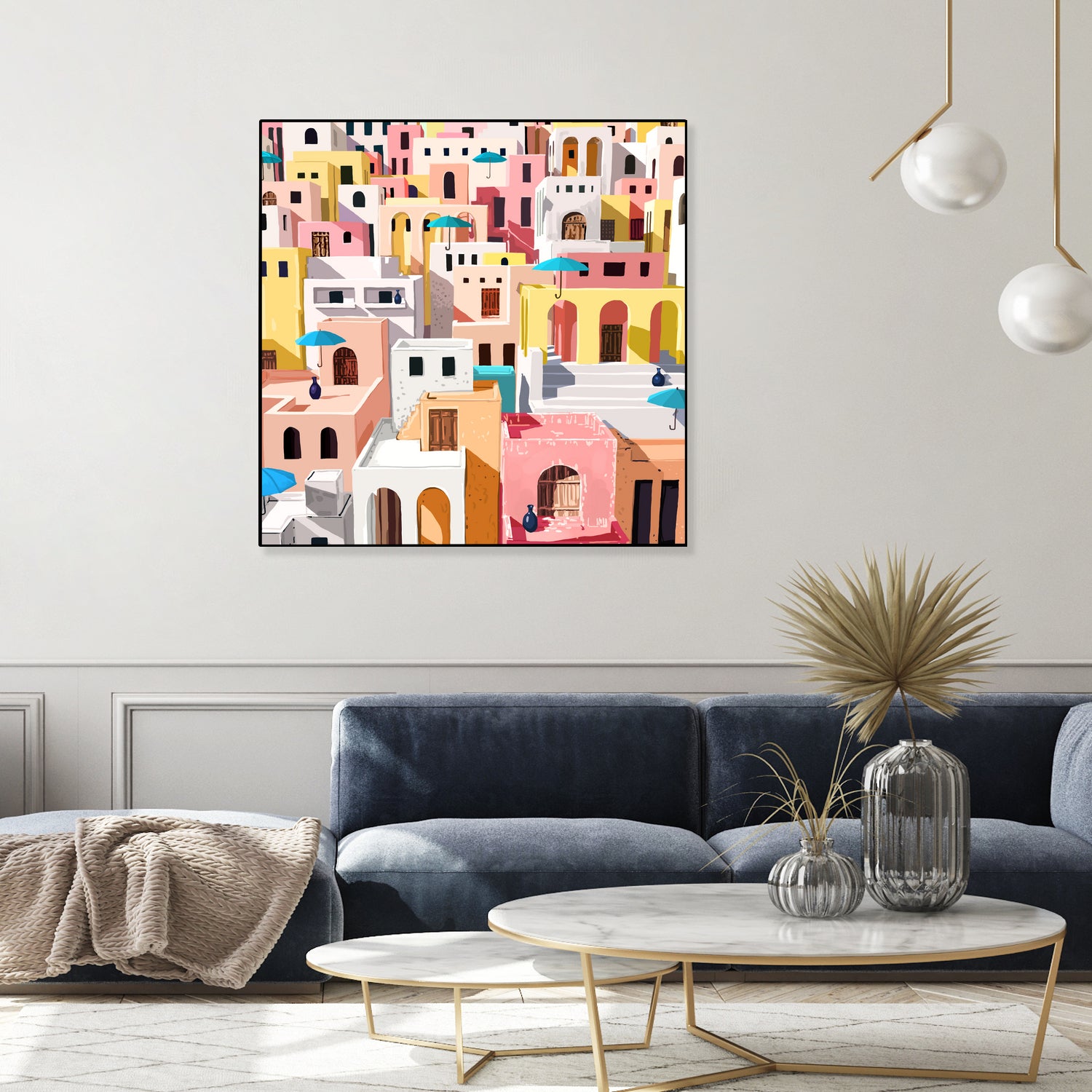 Pastel Cityscape by 83 Oranges on GIANT ART - pink digital greece