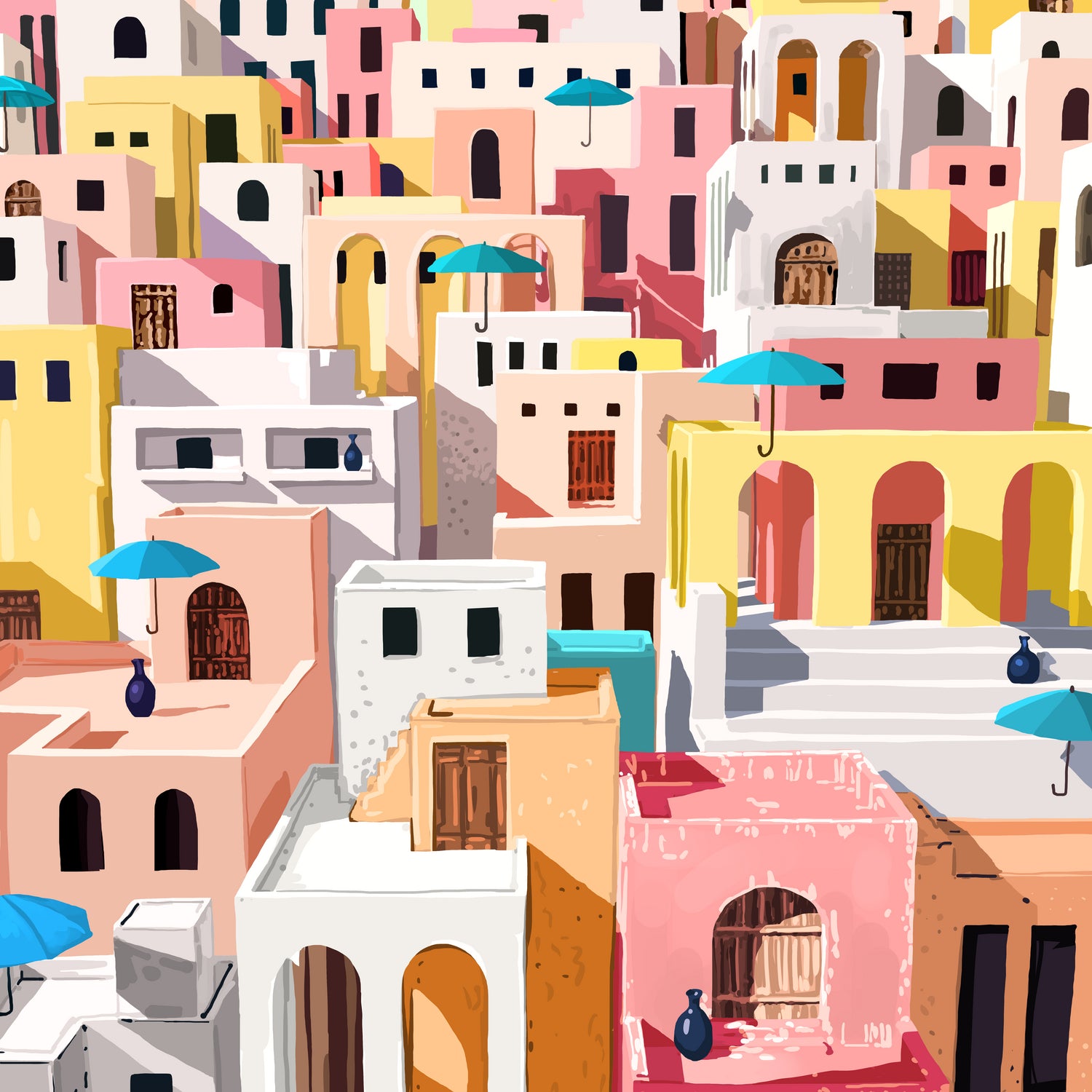 Pastel Cityscape by 83 Oranges on GIANT ART - pink digital greece