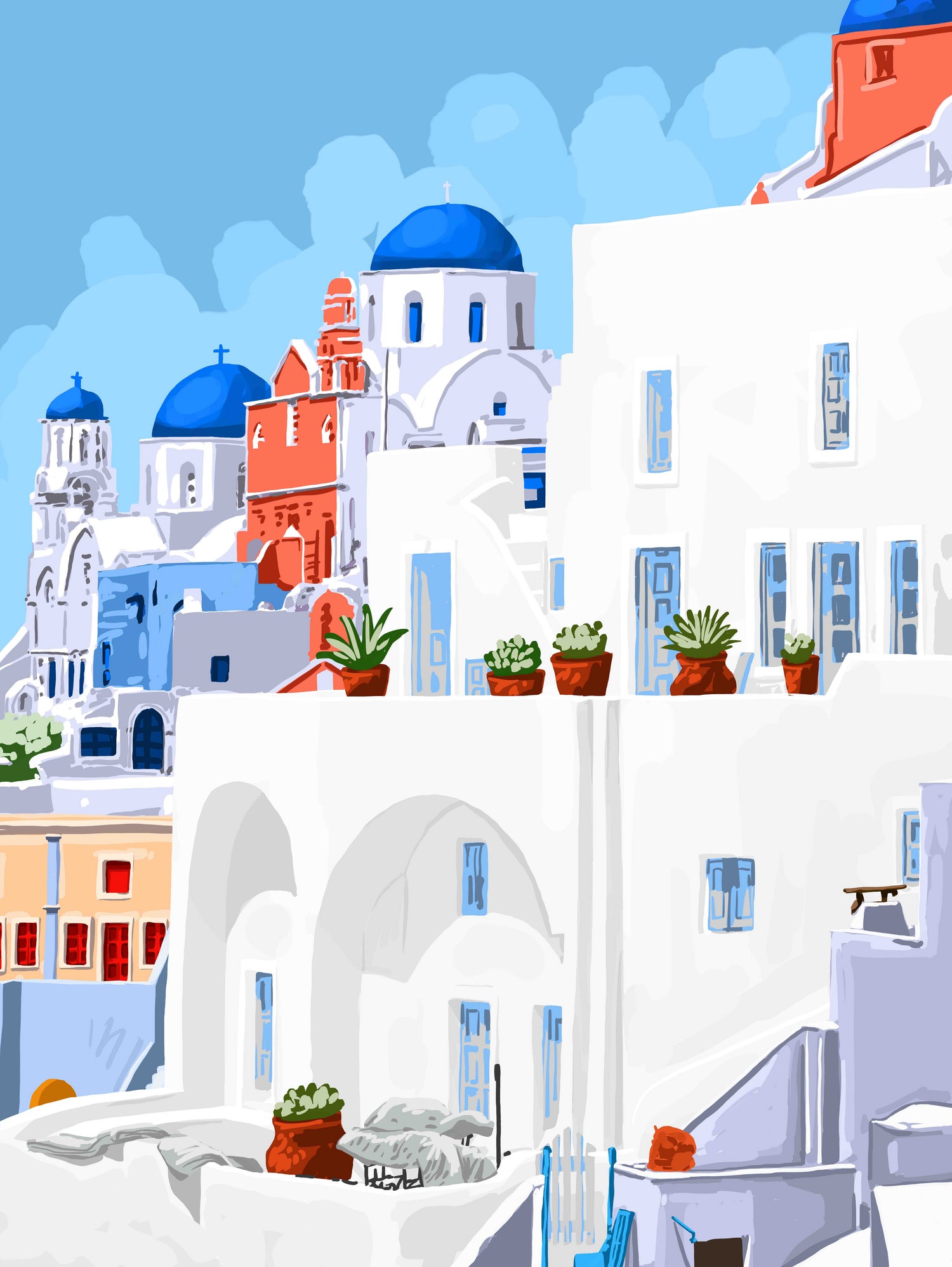 The Santorini Vacay by 83 oranges on GIANT ART - blue digital greece