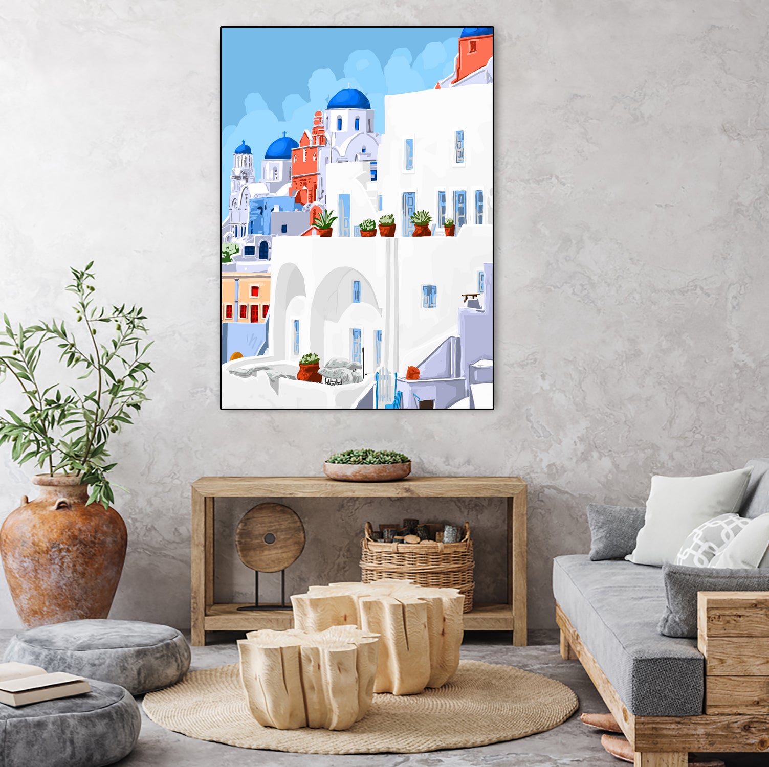 The Santorini Vacay by 83 oranges on GIANT ART - blue digital greece