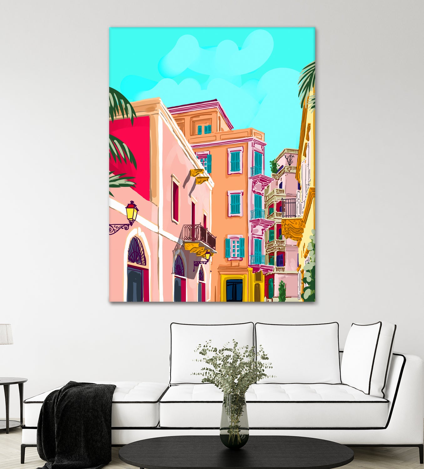 colorful houses by 83 Oranges on GIANT ART - pink landscape