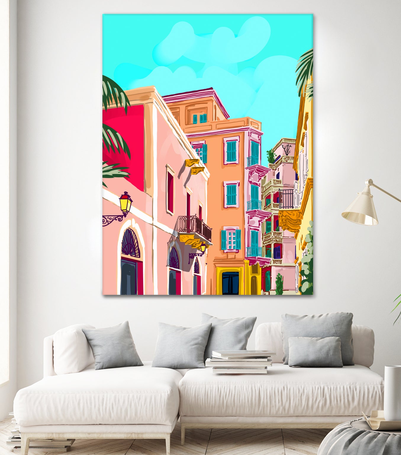 colorful houses by 83 Oranges on GIANT ART - pink landscape