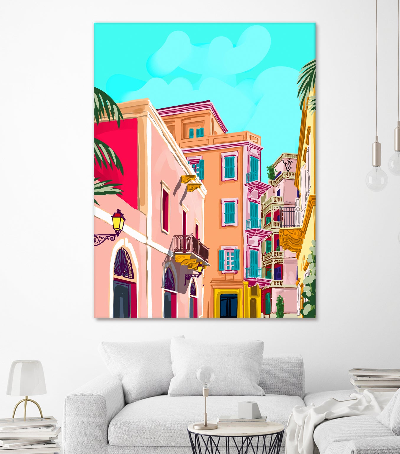 colorful houses by 83 Oranges on GIANT ART - pink landscape