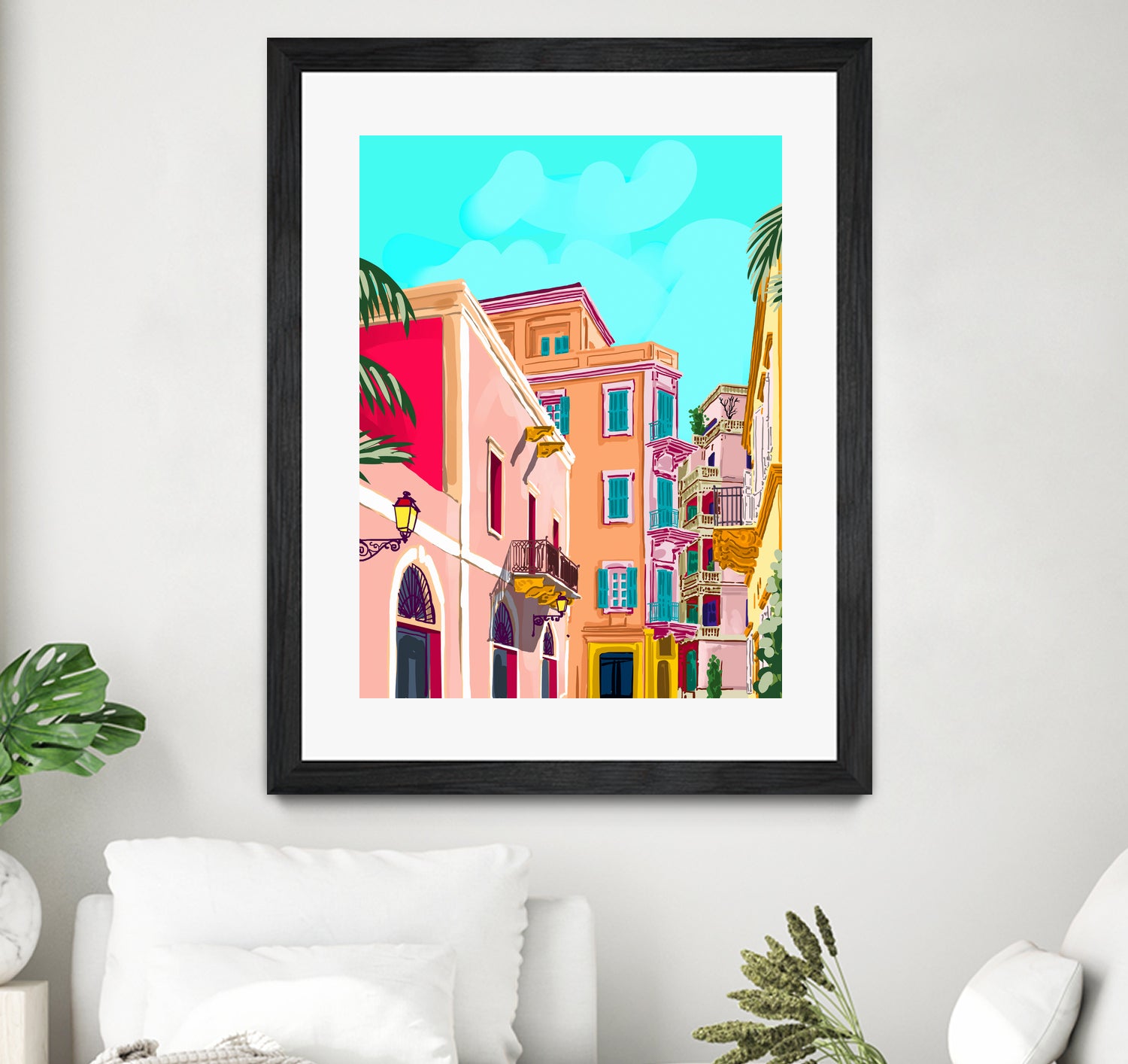 colorful houses by 83 Oranges on GIANT ART - pink landscape