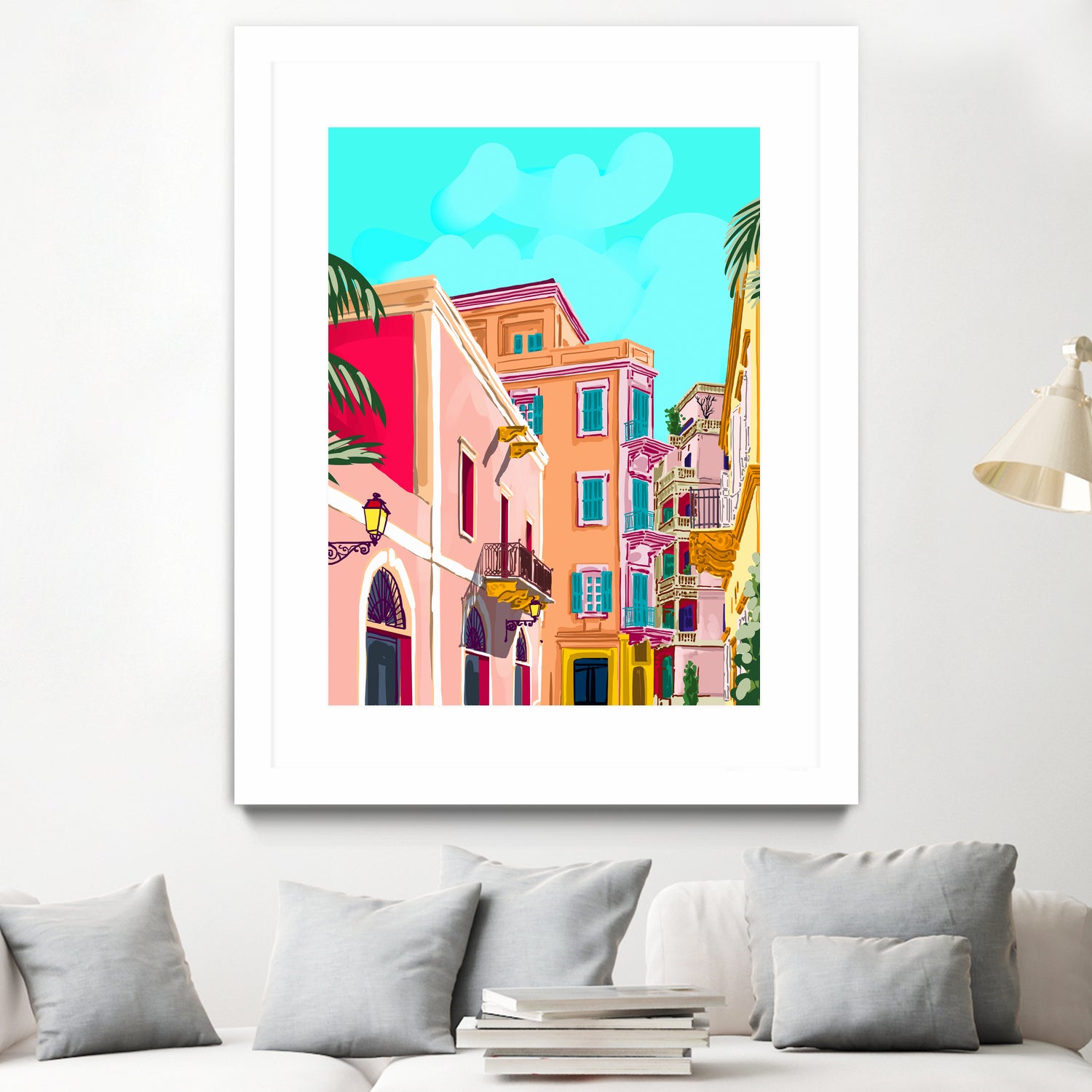 colorful houses by 83 Oranges on GIANT ART - pink landscape