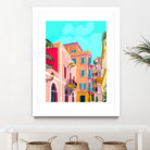 colorful houses by 83 Oranges on GIANT ART - pink landscape