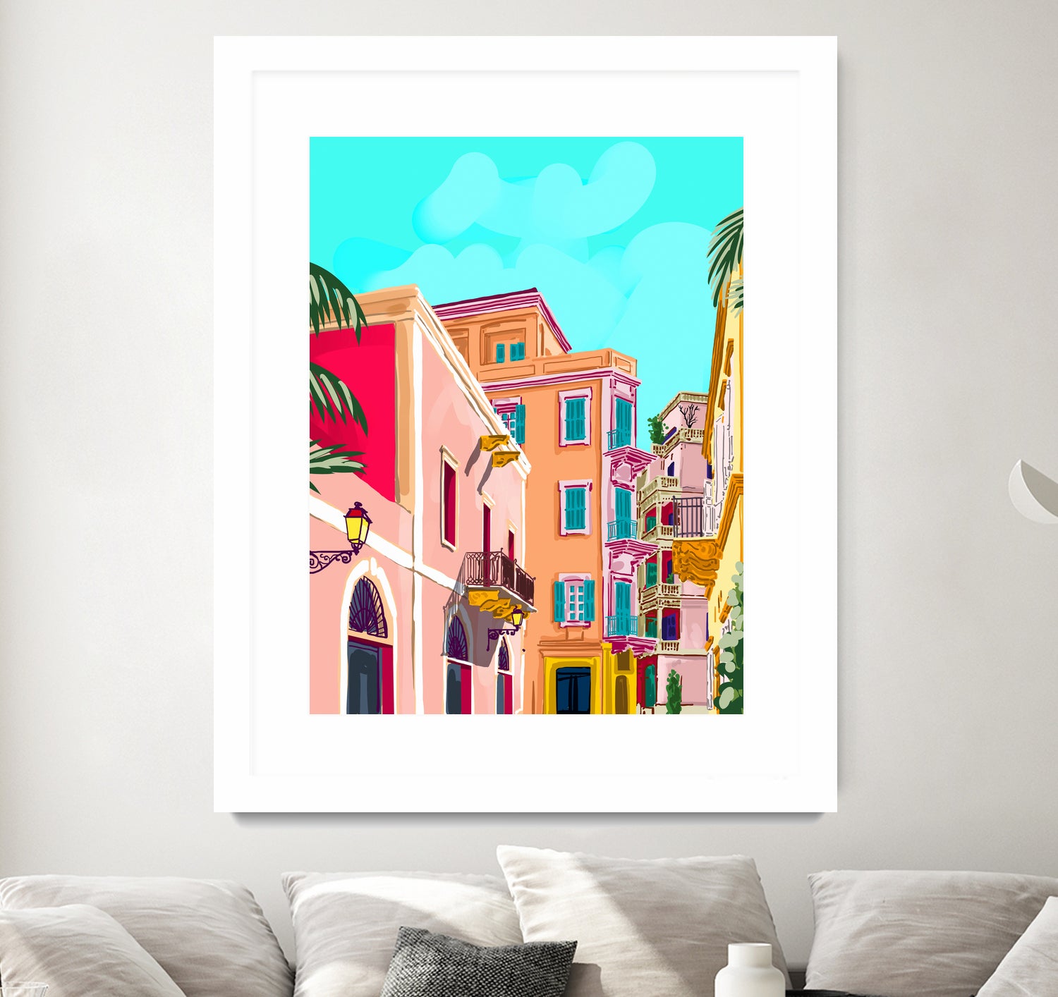 colorful houses by 83 Oranges on GIANT ART - pink landscape