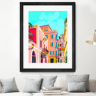 colorful houses by 83 Oranges on GIANT ART - pink landscape