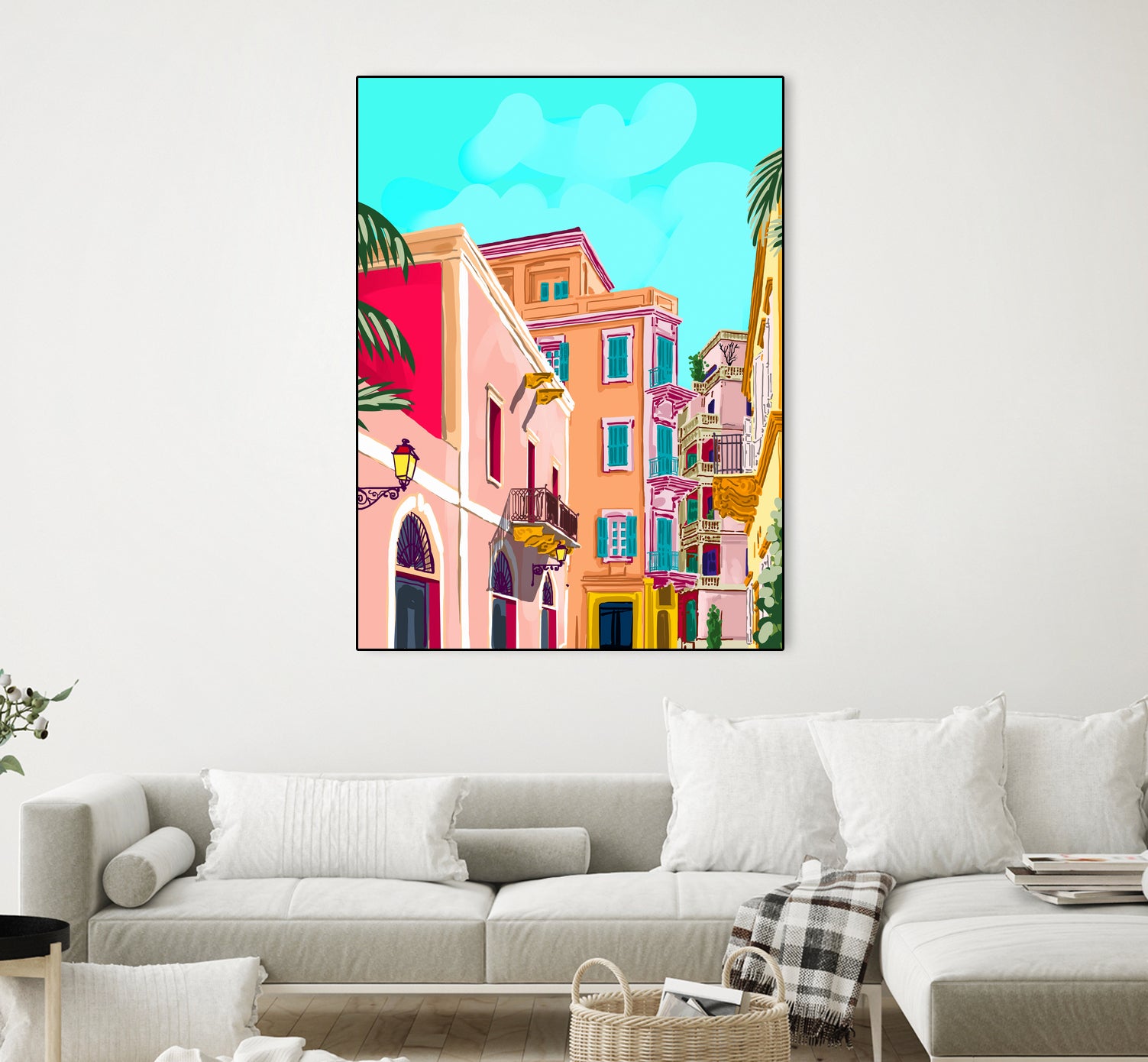 colorful houses by 83 Oranges on GIANT ART - pink landscape