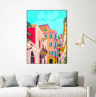 colorful houses by 83 Oranges on GIANT ART - pink landscape